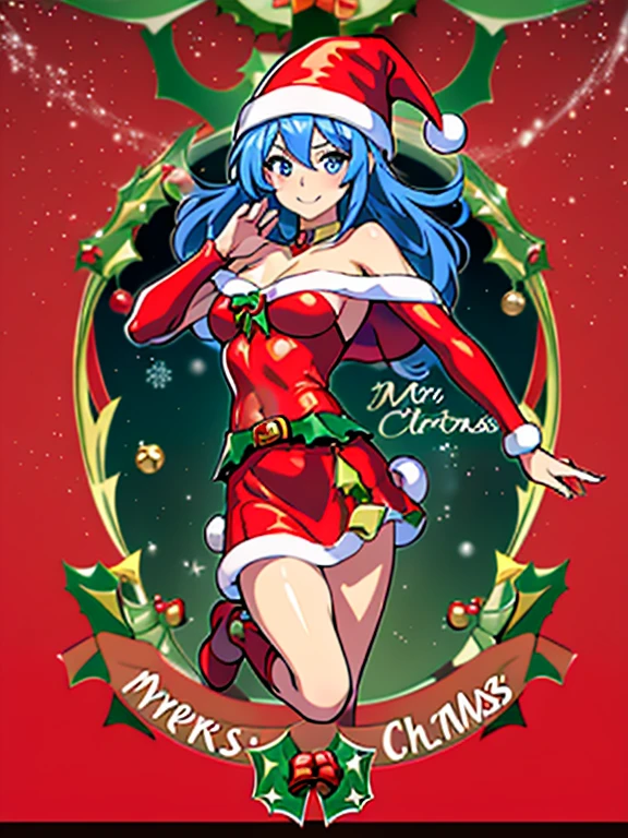Dark magician Gilles in a red dress,((See through)), Very detailed, Rubio,(((Tiny mini skirt))), ((Skirt flip)),(((I can see Tanga))),smile, blue eyes, Realist, Red High Heels, (((Christmas))), Neckline, ((Christmasツリー, gift)), cabello Rubio, 魔法のChristmas. Seductive and sensual poses.