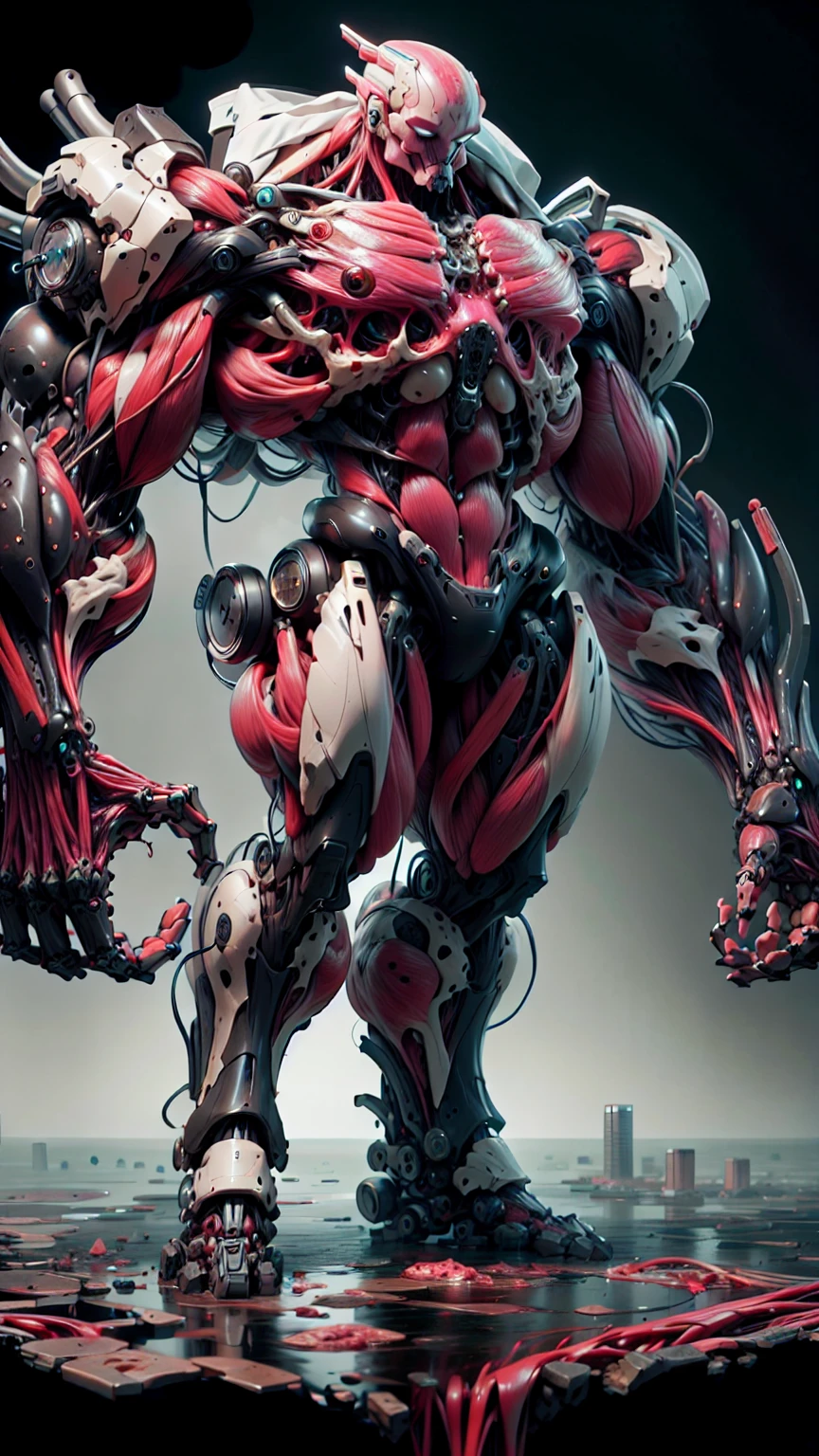 (1 girl), (cara delevingne), (muscular android girl wearing a black anatomic cybernetic muscle suit:1.25), (wide shoulders:1.25), (muscular defined physique:1.25), perfect hands, long hair, large breasts, high resolution image, extreme detail, blank background