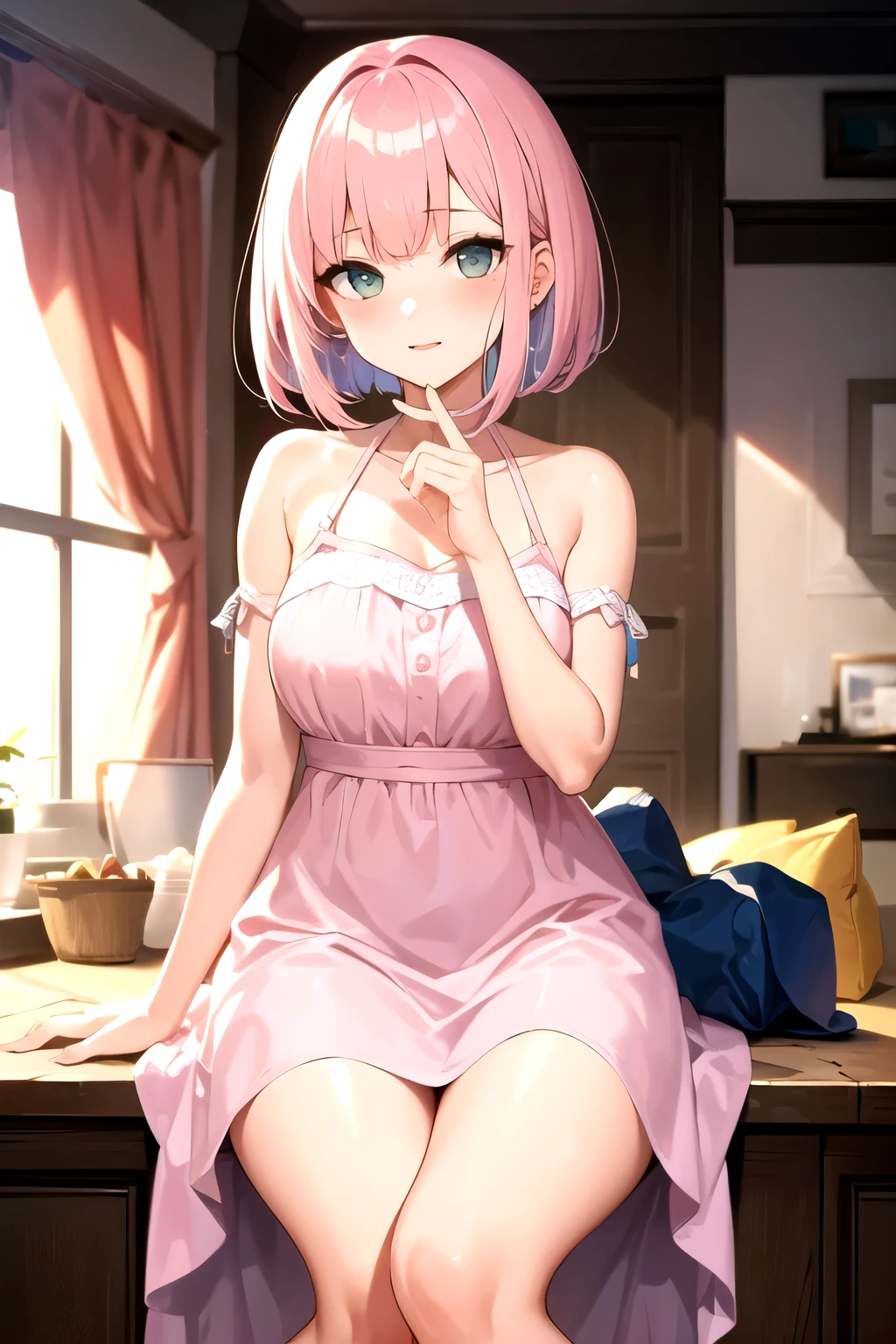 "A mesmerizing portrait of a captivating young girl , short hair with enchanting green eyes." (Full body), beautiful face
