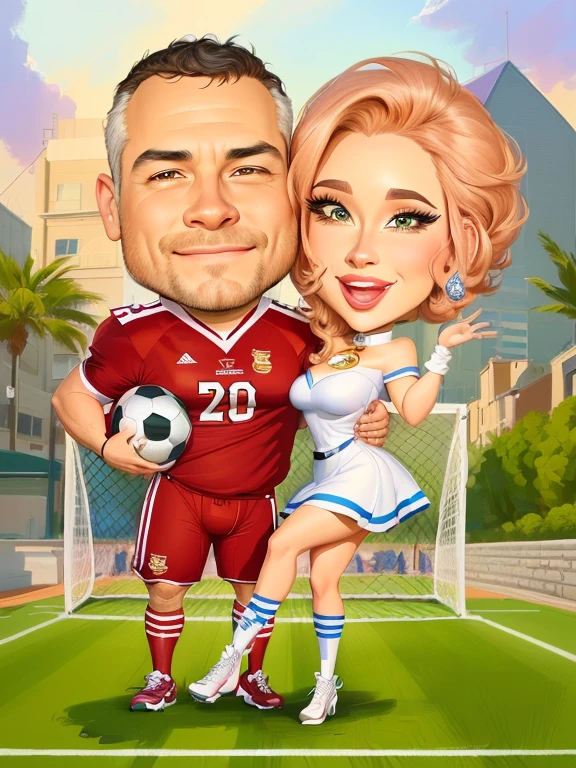JIM EIDOMODE, 4K, a cartoon image of a man and a woman next to each other, caricature illustration, caricature!!!, caricature style, caricature, caricature, caricature, cartoon digital art, digital art cartoon , couple portrait, cartoon portrait, Couple portrait, cartoon digital painting, in cartoon style, football, Cartoon digital painting art, cartoon art style, Dildos