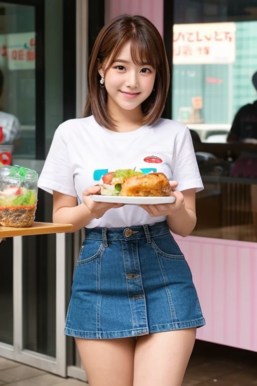 18-year-old idol-like cute girl delivers lunch in a miniskirt