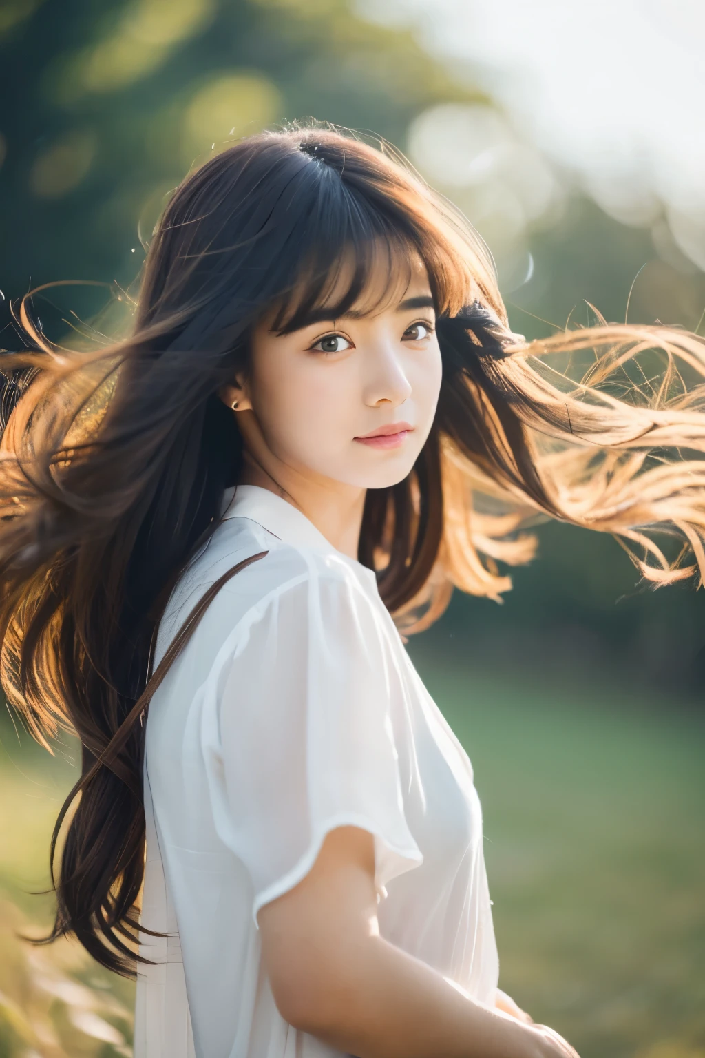 Hair fluttering in the wind　woman