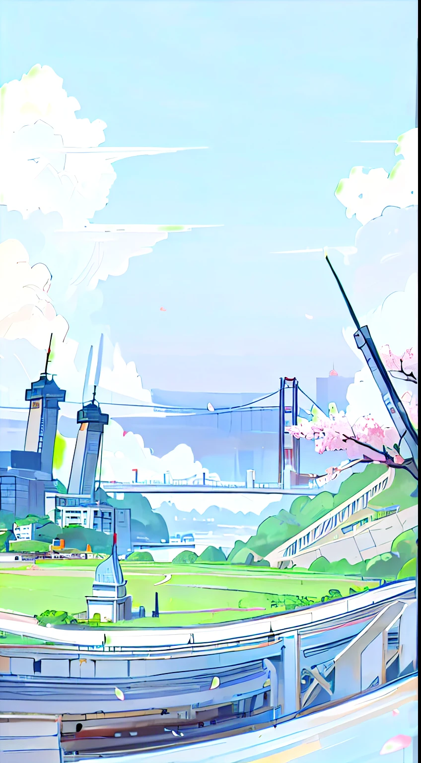 City,future,Fashion,high tech,grassland,World Landmarks、Big Ben、New York、Golden Gate Bridge、Bauhinia、Macao、the sydney opera house、Guangzhou Tower、Tokyo Tower、Fuji Mountain、Maple Leaf、Cherry blossoms、Buildings。High-definition quality,4k,Illustration background