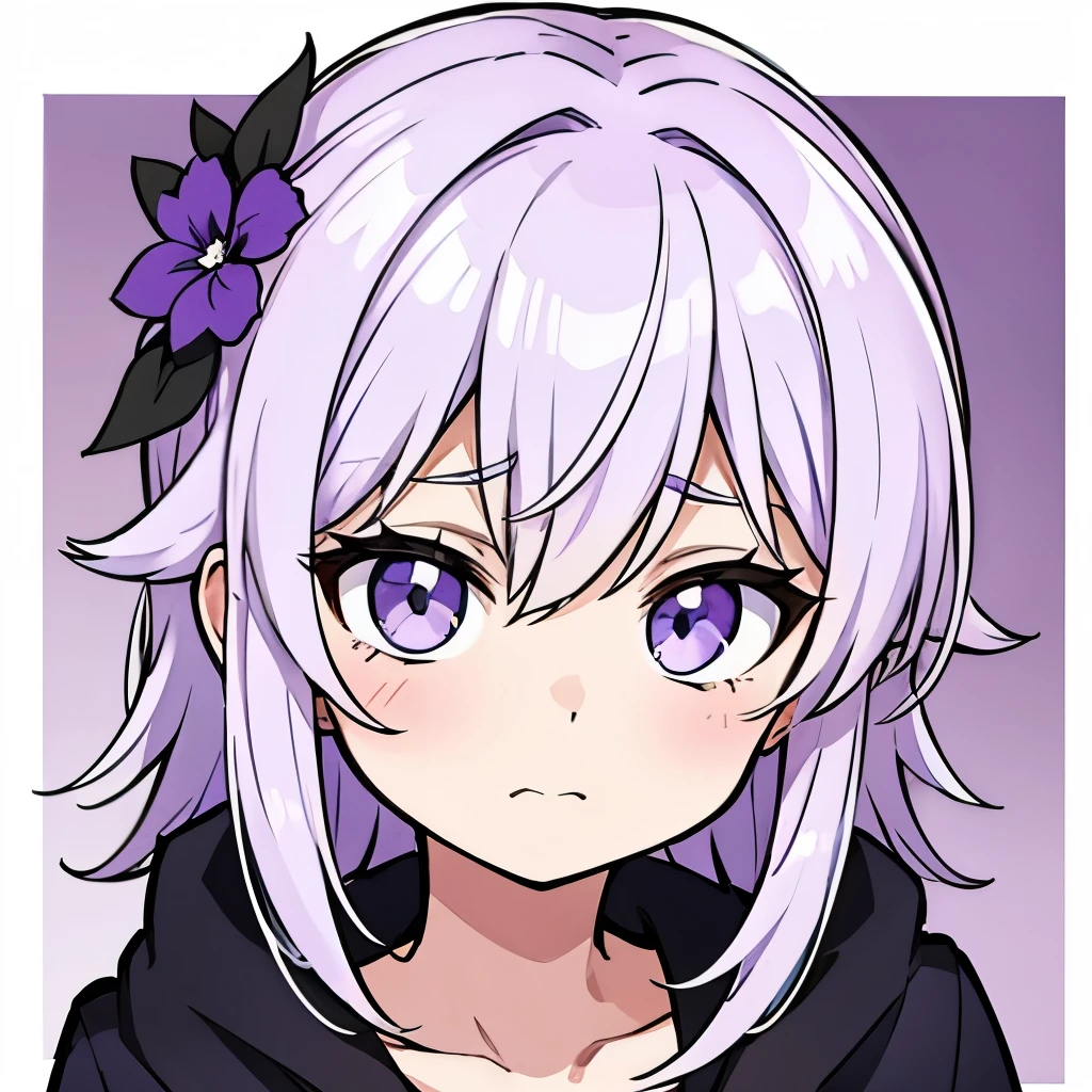 cheveux violets, style à le personnage Crunchyroll, avec (fond blanc) avec une expression tristesse, avec des larmes