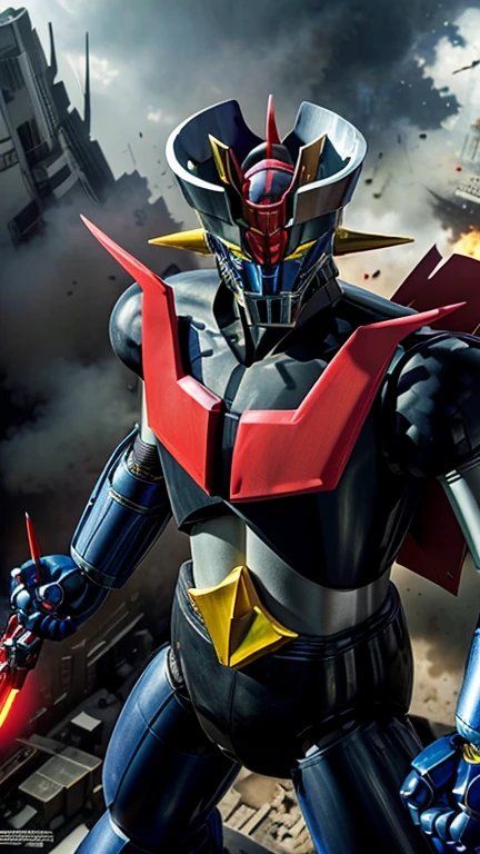 (masterpiece, highest quality), High resolution, (8k resolution), (Super detailed),  Robots destroying the city of Tokyo「Mazinger Z」 