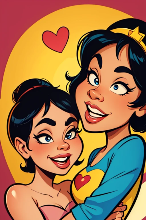 JIM EIDOMODE, 4K, cartoon couple holding hands and holding a heart, Cartoon style illustration, official illustration, lovely couple, in cartoon style, love concept art, CARTOON ART, caricature illustration, ART CARTOON style, digital illustration style, formal stylized portrait pose, Couple portrait, caricature, high quality portrait, cartoon digital art, man and woman in love, CARTOON ART style