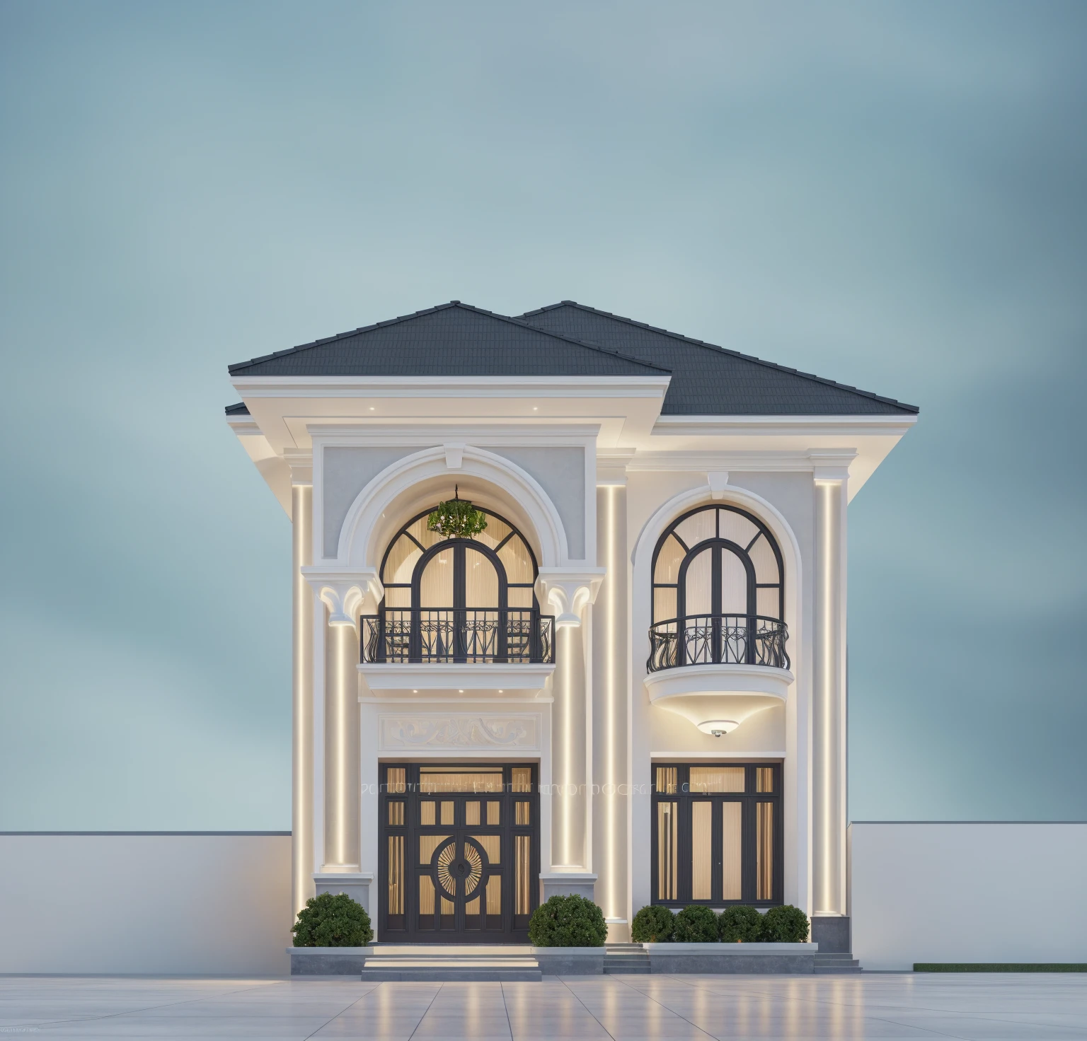 PLATFORM KTHOUSE, 1 morden villa, slope roof, main material of villa about build color wall:1.2 glass panel:1.1 and stone:1.2, 1large yard, 1 road runs in front of the house, (RAW photo, real, best quality, masterpiece:1.2), look morden minimalist, 1 road in front of the house, dynamic lighting:1.3, (hyper realistic, photo-realistic:1.2), high quality, (dark lighting:1.2), perfect lighting, archdaily, no human, light at 12 noon, light in door:1.2