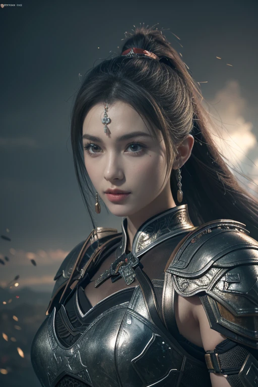 Close-up of woman holding sword and armor, Armor Girl, 2. 5D CGI anime fantasy artwork, Large Breasts,Epic fantasy digital art style, detailed Digital 2D fantasy art, Digital 2D fantasy art, original photo, (best quality:1.3), high resolution, (masterpiece), (lifelike:1.4), Professional photography, Clear focus, High Dynamic Range, 8k resolution, Intricate details, Fine details, Depth of Field, Extremely detailed CG unified 8k wallpaper, masterpiece,poster,best quality,Official Art,(Beauty and aesthetics:1.2),(masterpiece:1.3),Miss,personal,Light Leather Armor,complex pattern,winter,Snow Mountain,Medium distance photography,(midnight),dramatic,Giant bat wings,