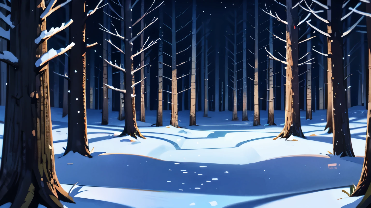 winter forest, night