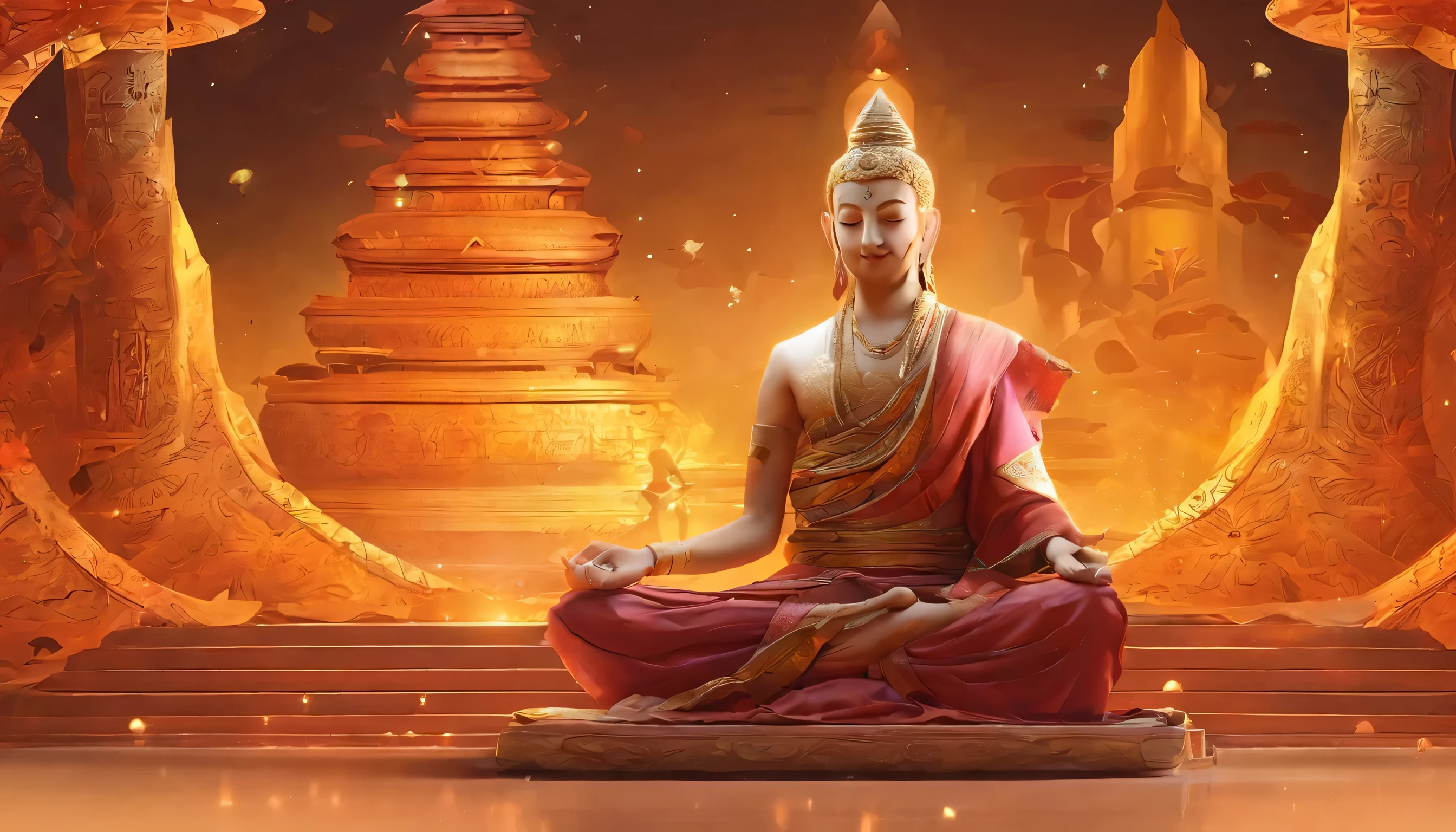Winning the audience, Full body meditation poses, Hands on thighs, An old monk sitting，Very old monk，（Lotus pose prayer），Buddhist monk meditation, (Front view)，Facing the front，Close your eyes and meditate, Calm expression, Frontal angle，Headlight，Hinduism，nice picture，Epic film shooting，Super real photos，8k