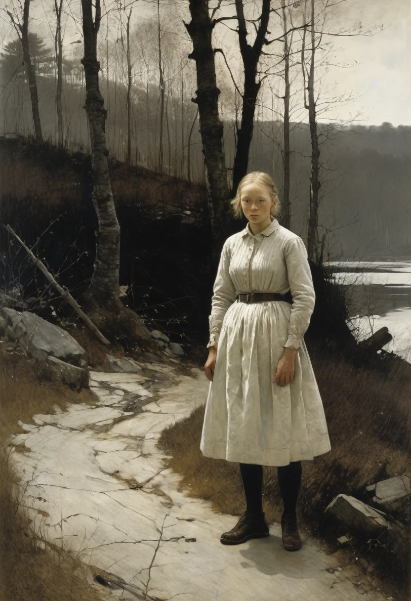 by Andrew Wyeth, best quality, masterpiece, very aesthetic, perfect composition, intricate details, ultra-detailed