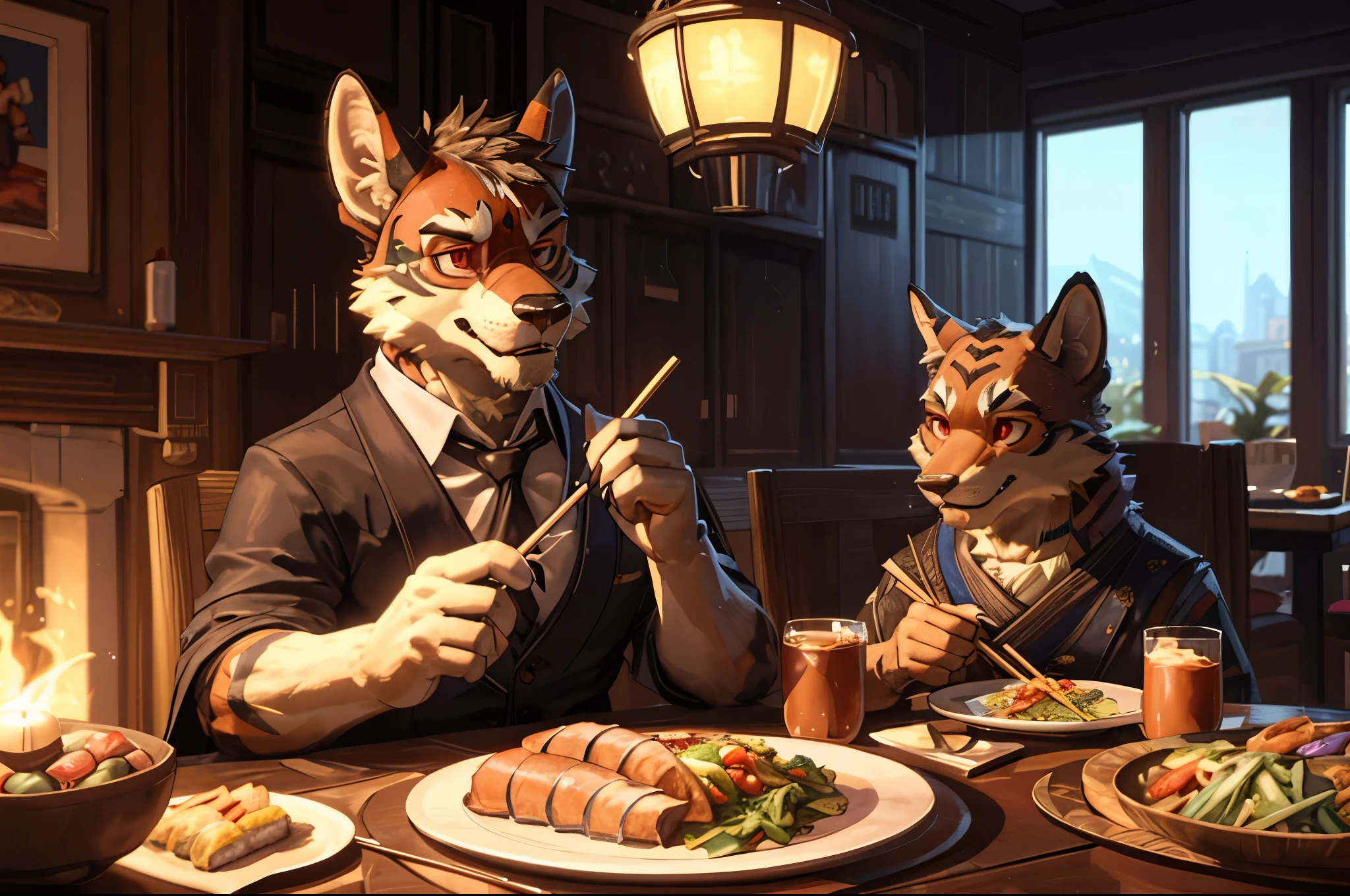 (((barefoot furry character, full body, cinematic setting, furry male, plantigrade)))
Chopsticks aren't just for sushi anymore! In a fascinating turn of events, US-China diplomatic talks are seeing a thaw over shared meals, using chopsticks as tools of diplomacy. Who knew dinner etiquette could be so influential?
BREAK, detailed background, 8K, (masterpiece:1.5), intricate details, highly detailed, extreme detail, octane render, fine art, best quality, highres, (detailed face:1.5), ((full_body)), UHD, (((perfect hands))), low light, (((correct anatomy)))