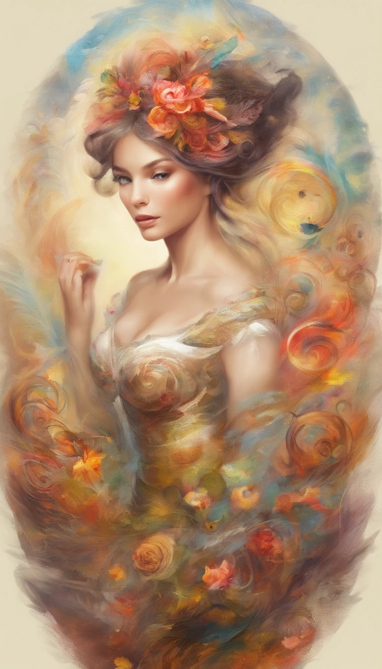 Create mother metaverse work of art,create oil painting model using great works of art painters as reference using brush strokes with thick layers of paint with circles, curvas ,e espirais