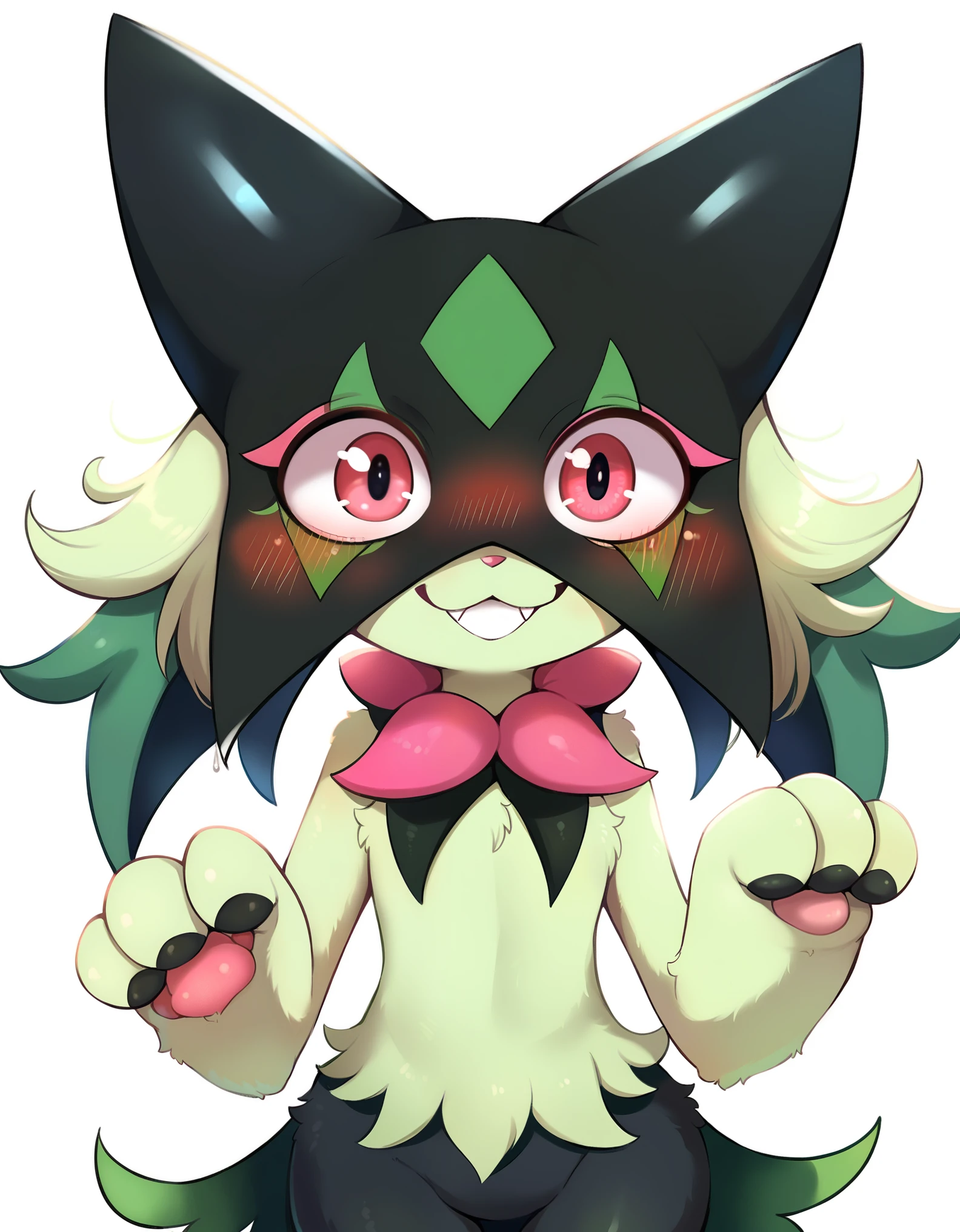 score_9, score_8_up, score_7_up, score_6_up, Meow Scarada,Solo,pokemon,Masterpieces,High Detail,blush,s whole body,Smile,(face covered in brass:1.2),cute style,shota,paw pose,