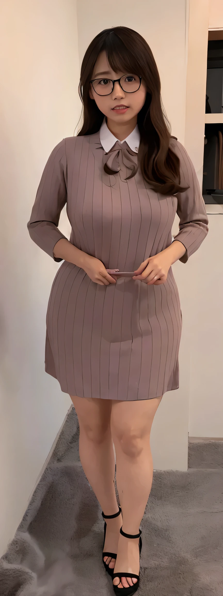 Korean、One female、Sexy women、High-quality images、Full body image、Beautiful thighini knit dress