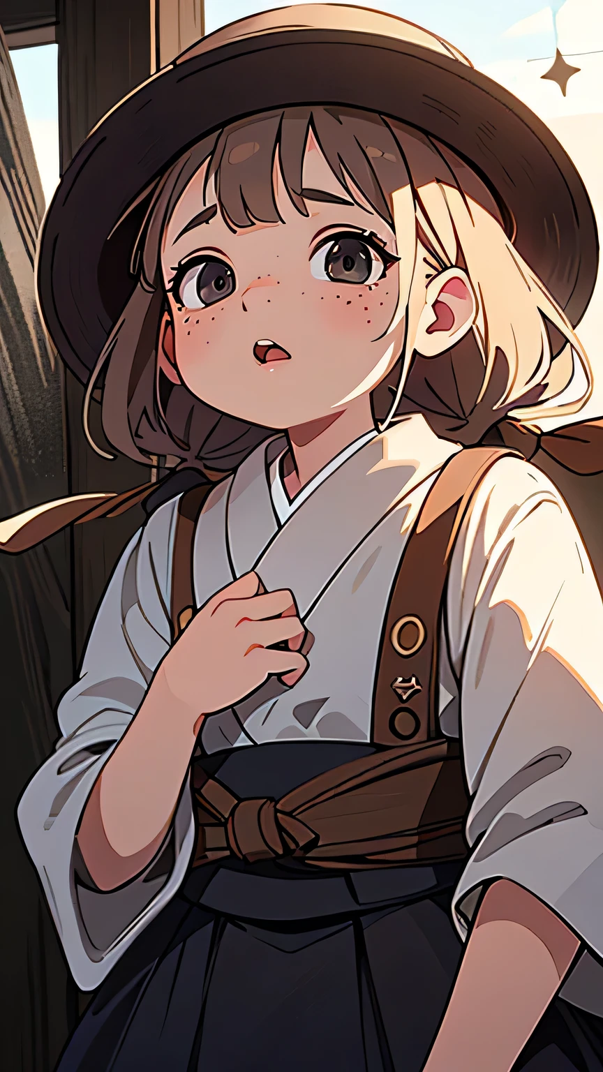 masterpiece, highest quality, (Highly detailed CG Unity 8k wallpaper), (highest quality), (Best illustrations), (Best Shadow), Confused, Realistic lighting, (abyss), Beautiful subtle sparkle, art,Random Pause,,Cute freckles on the cheeks, Mole under left eye,Cowboy Shot, Japanese Model, defenseless, Open your mouth,