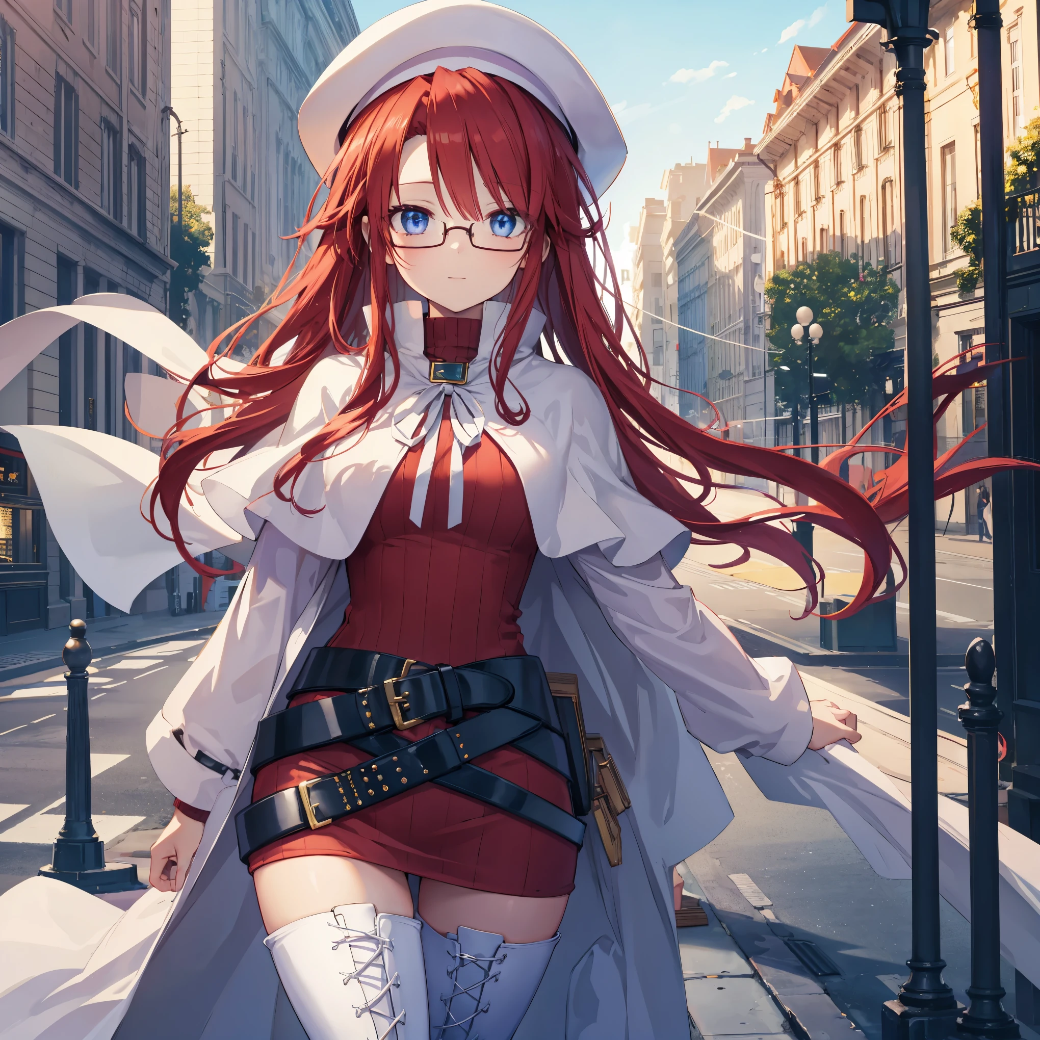 pov,(nsfw:1.2),summonnightaty, aty, (young:1.3),long hair, blue eyes, red hair, beret, hat, glasses,
BREAK long hair, thighhighs, hat, dress, boots, glasses, belt, cape, sweater, zettai ryouiki, beret, thigh boots, white footwear, ribbed sweater, loose belt,solo,
BREAK outdoors, fantasy,
BREAK (masterpiece:1.2), best quality, high resolution, unity 8k wallpaper, (illustration:0.8), (beautiful detailed eyes:1.6), extremely detailed face, perfect lighting, extremely detailed CG, (perfect hands, perfect anatomy),light_smile ,(half_eyes:1.4),sword,sleepy,dynamic_standing,barrel,red_sweater,apart_legs,magical_effect,focus_ass,spread_legs, back,focus_back