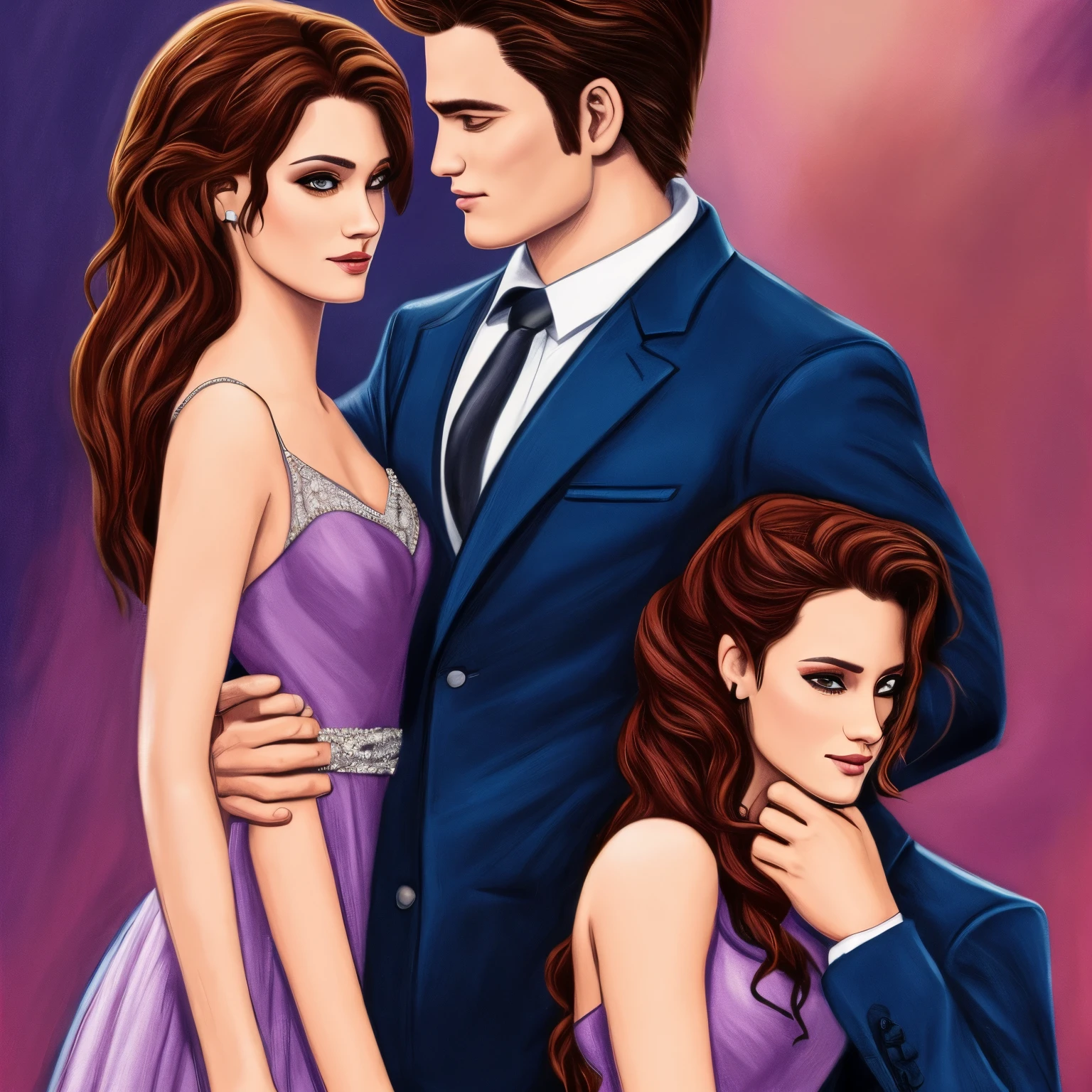 profile drawing of bella and edward at the prom in twilight 