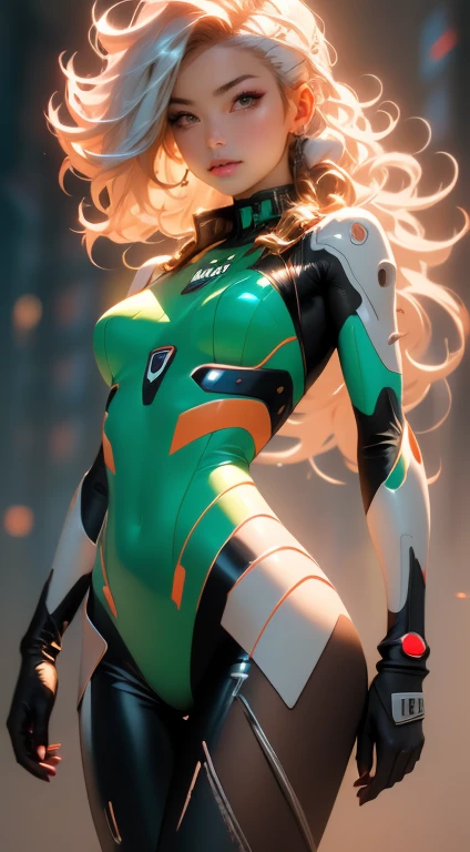 ((Best quality)), ((masterpiece)), (detailed: 1.4), (Absurd), Zulu warrior, very thin, black skin , Clothing with spectacular tribal designs, explosion of colors, cosmic tattoo, nebulous, muscular sculptural body defined, whole body, half thick naked thighs, closed mouth, body covered by technological clothing, Neon Genesis Evangelion style, cyberpunk, generous neckline, ((perfect medium breasts)), (super light blue eyes), ((totally green and orange clothing)), (((Afro hair))), long eyelashes and black heavy makeup, various African jewelry, garter belt made with barbed wire, by mucha, niji --V5, close to real, psychopath, crazy face, sexy pose, fractal background, 2 pieces clothing, pastel, centered, scale to fit dimensions, HDR (High Dynamic Range),Ray Tracing,NVIDIA RTX,Super-Resolution,Unreal 5,Subsurface dispersion, PBR texture, Post-processing, Anisotropic filtering, Depth of field, Maximum clarity and sharpness, Multilayer textures, Albedo and specular maps, Surface shading, Accurate simulation of light-material interaction, Perfect proportions, Octane Render, Two-tone lighting, Wide aperture, Low ISO, White balance, Rule of thirds, 8K RAW, crysisnanosuit