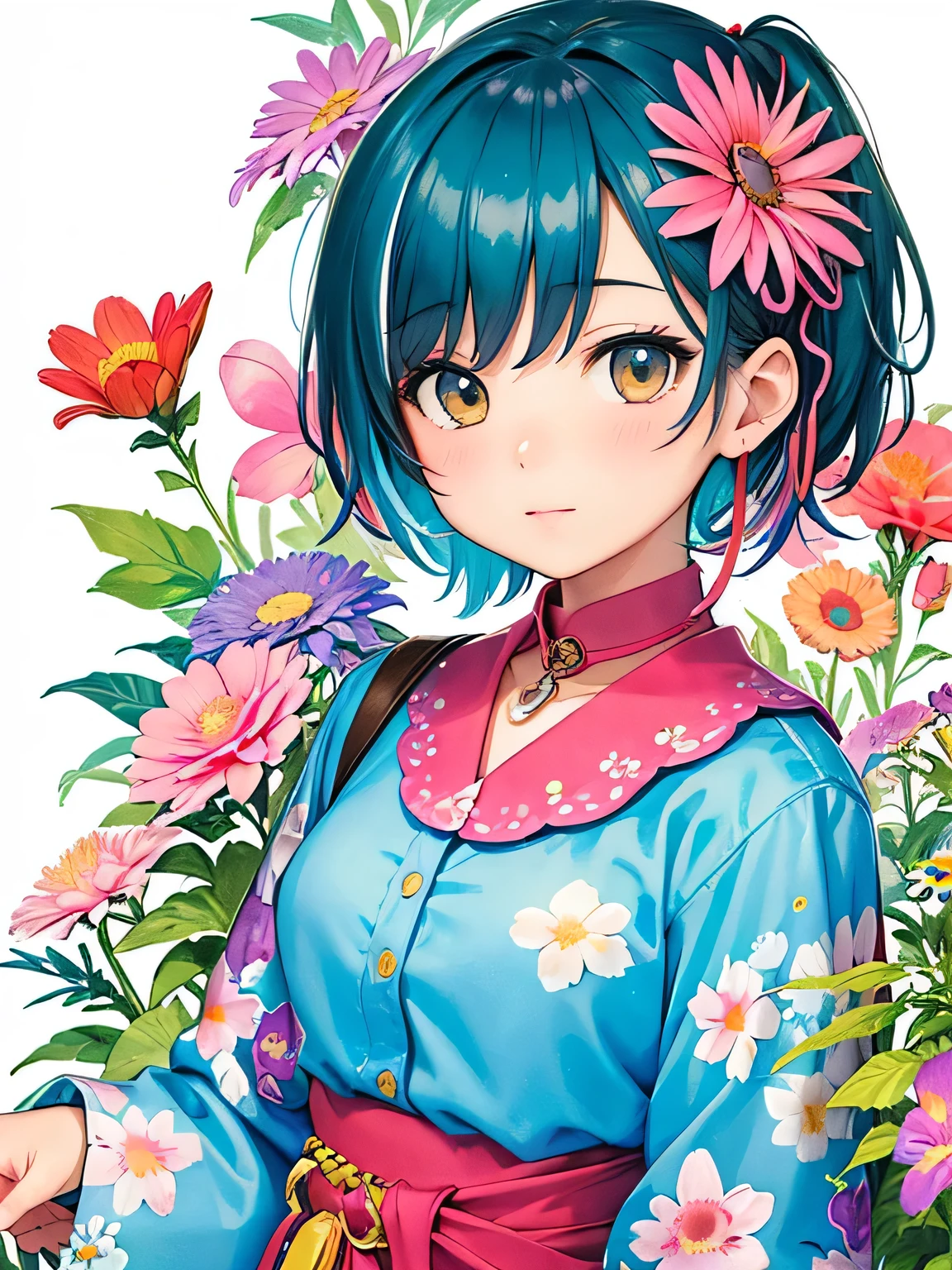 Miyuki Harada style、(((Landmine fashion))), 8K Quality、Intense watercolor, Detailed watercolor art, Watercolor splash, Surreal, avant-garde pop art, Beautiful and expressive paintings, Beautiful artwork illustration, Very colorful tones, wonderful, Cool beauty, highest quality、Official Art, Vector art, Stylish design, (((The most beautiful girl))), (((highest quality))), HDR, ((detailed)), (((Doodle Art)), ((masterpiece)), ((Super detailed)), (((Colorful flowers))),(((Stylish))),