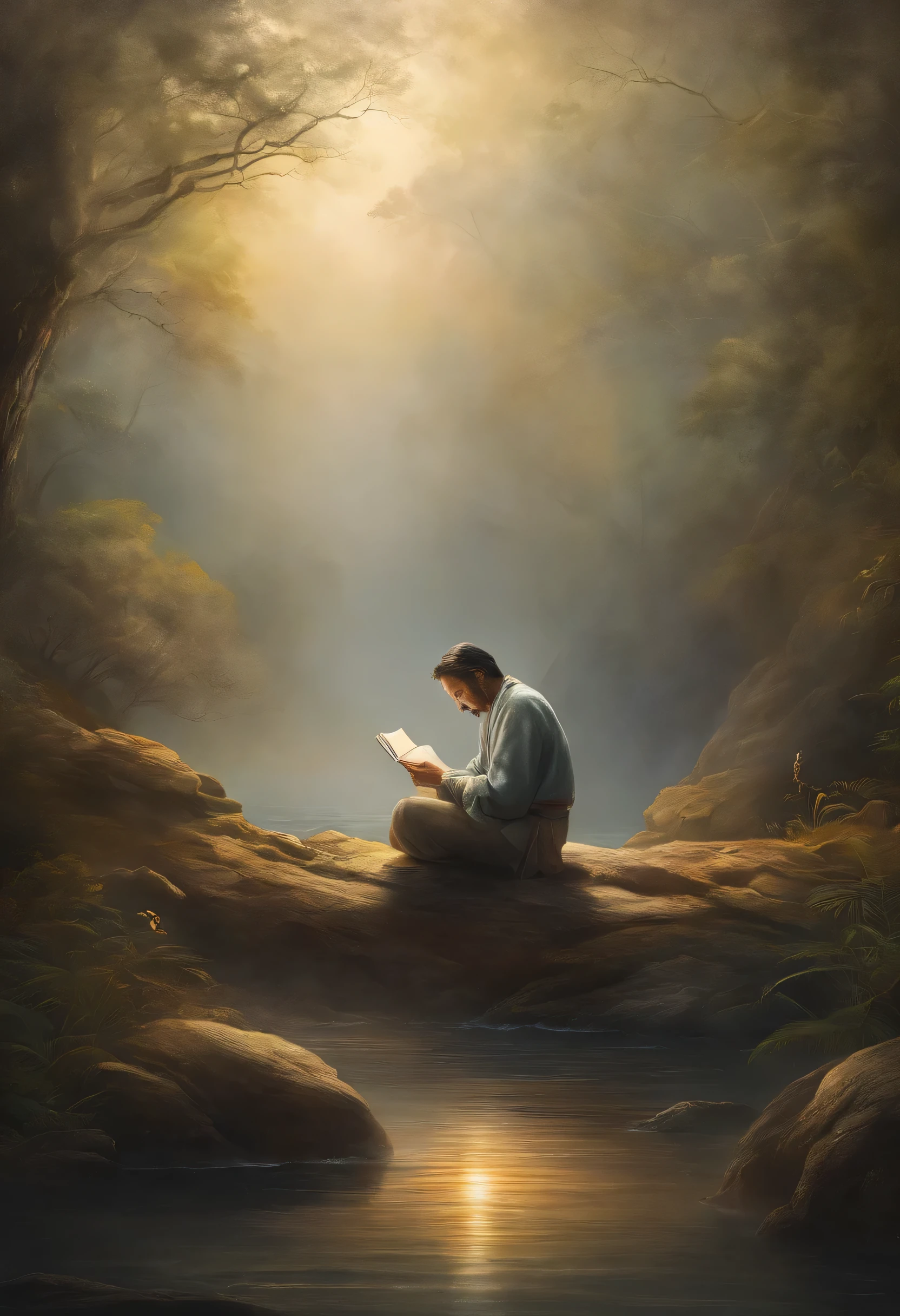 World Messianic Church of Brazil, Mokiti Okada of Japan, luz do oriente, johrei, luz divina, Japanese man sitting praying, diante de um horizonte lindo, com o sol se pondo, light coming out of the hand, luz de deus, in connection with the divine, Sound of silence, foto retrato, Directed by: Drew Tucker, Directed by: Adam Marczyński, Directed by: Alexandre Kucharsky, Directed by: Gavin Nolan, Surrealismo 8K, Directed by: Jason Felix, Yuri Shwedoff e Tom Bagshaw, arte ilustrativa, Estilo Erik Johansson
