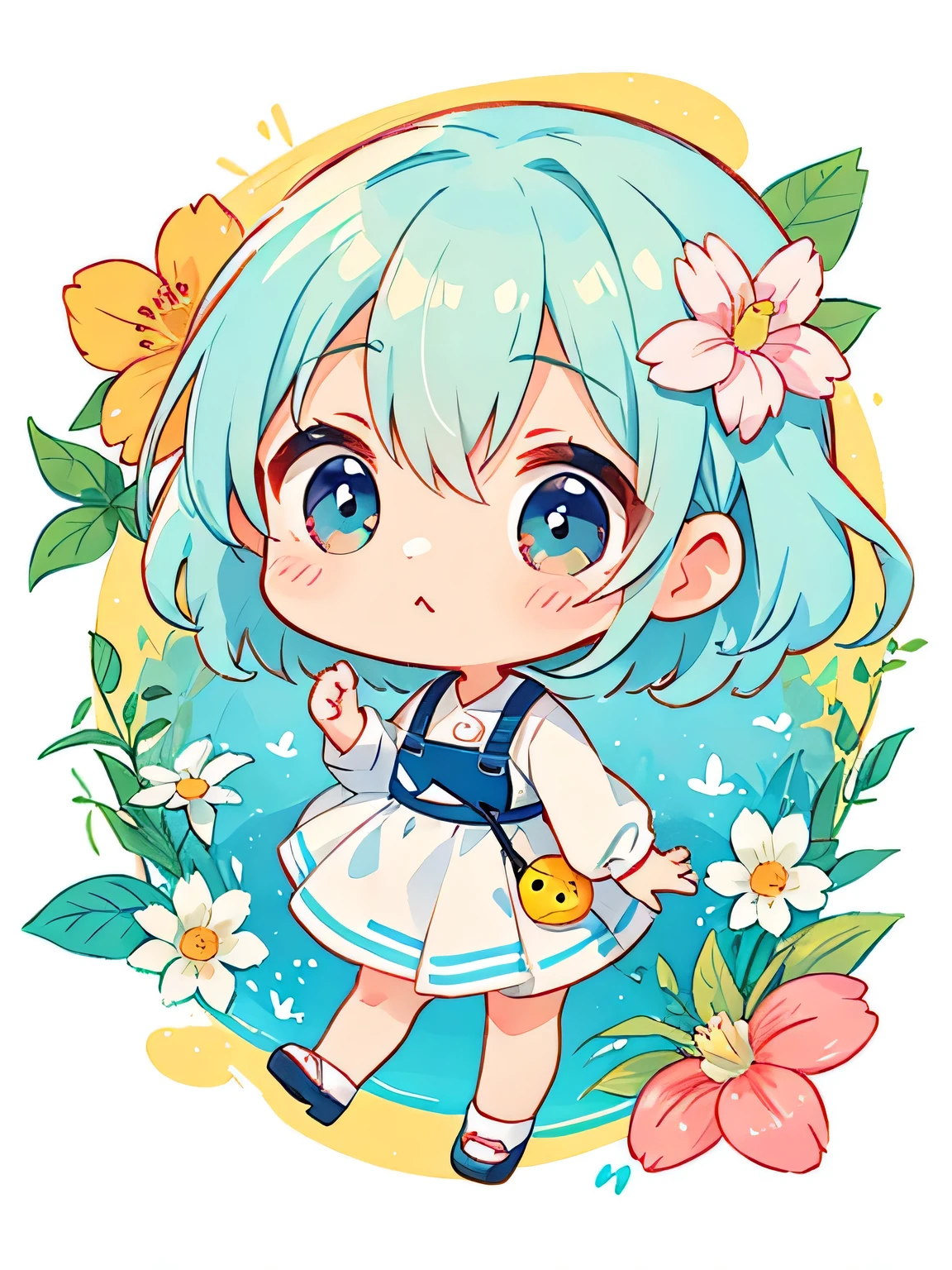 Tiv Style, Kawaii Design, The most beautiful girl of all time、Chibi, Like a little bird, Colorful flowers
