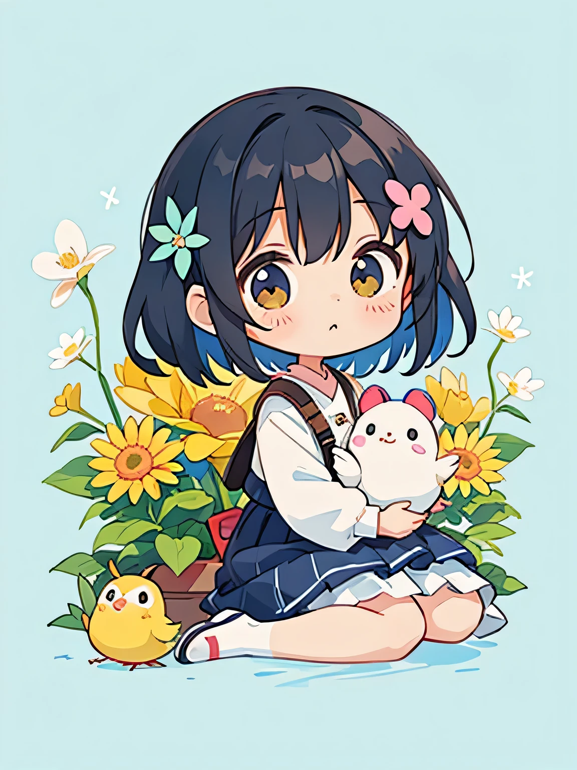 Tiv Style, Kawaii Design, The most beautiful girl of all time、Chibi, Like a little bird, Colorful flowers