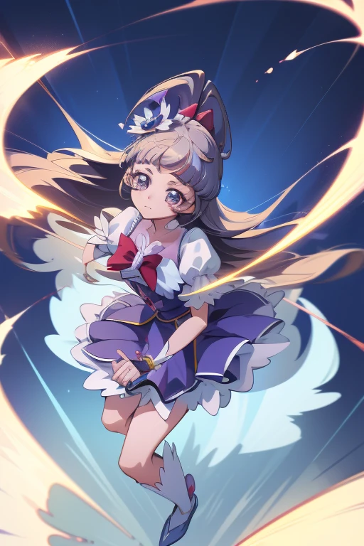 (extremely detailed CG:1.2), (masterpiece:1.2), (best quality:1.2),,((absurdres)),looking at viewer,full body, ,(1girl),solo,(long hair),(pretty cure dress),(white shirt short sleeves pretty cure),(navy_blue pleated skirt),(short skirt),dynamic angle,standing,dynamic pose,((Delicate facial features)),