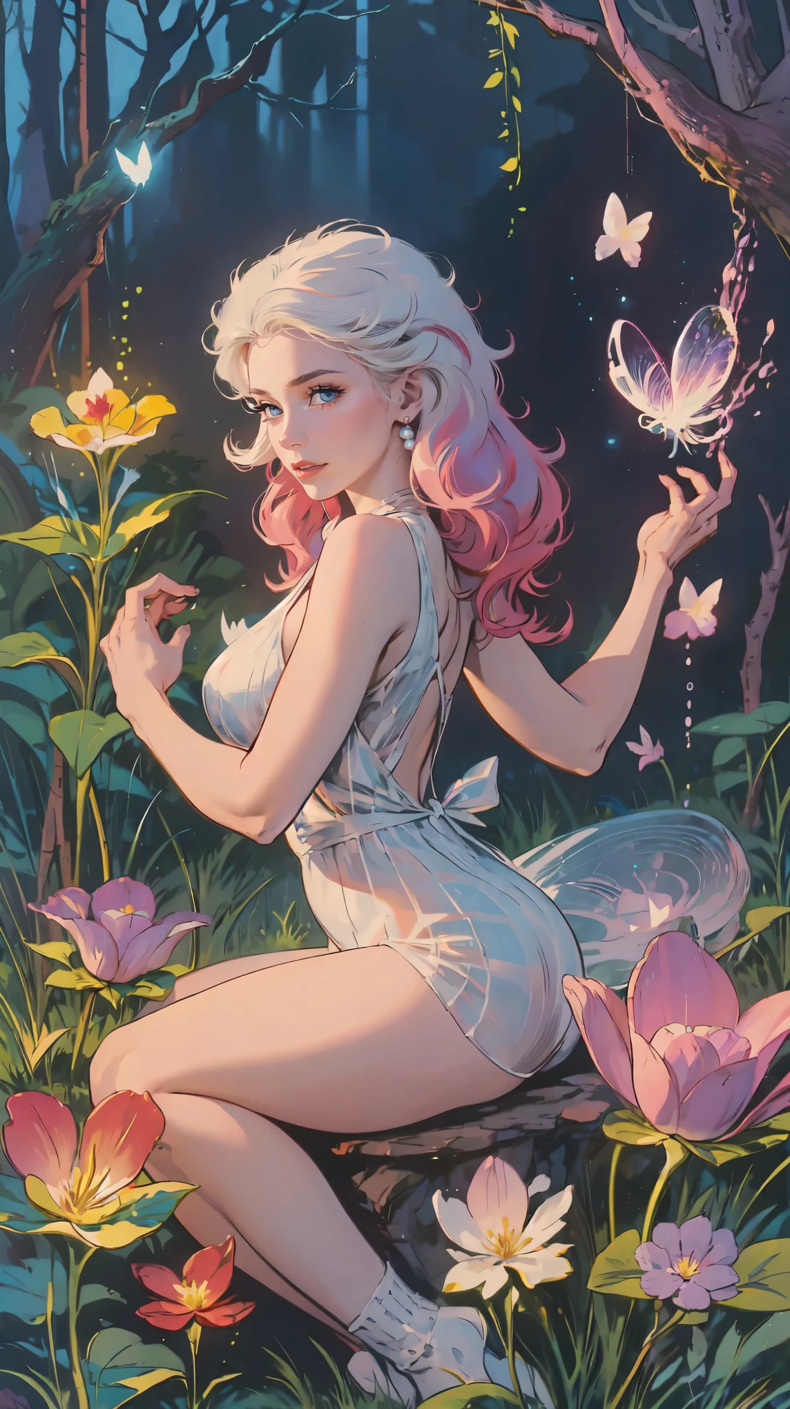(best quality,4k,8k,highres,masterpiece:1.2),ultra-detailed,(realistic,photorealistic,photo-realistic:1.37),beautiful detailed eyes,beautiful detailed lips,extremely detailed eyes and face,longeyelashes,portrait chest, Alice in wonderland,curious girl in a colorful fantasy world,bright and vibrant color palette,fairy tale atmosphere,magical and dreamlike environment,giant mushrooms and talking animals,floating tea party in the sky,enchanted garden with whimsical flowers and plants,mysterious rabbit hole leading to an underground realm,waving grass and sparkling fireflies,butterflies dancing around Alice,illuminated by soft sunlight filtering through trees,floating clocks and playing cards in the air,curiouser and curiouser expressions on the characters' faces,playful and mischievous Cheshire Cat,drink-me bottles and eat-me cakes with magical effects,nonsensical and whimsical elements throughout the scene,exploration and adventure as Alice discovers new wonders,storybook-like illustrations with a painterly style,storybook illustration,watercolor medium-inspired,impressionistic brushstrokes,pastel color tones with pops of vibrant hues