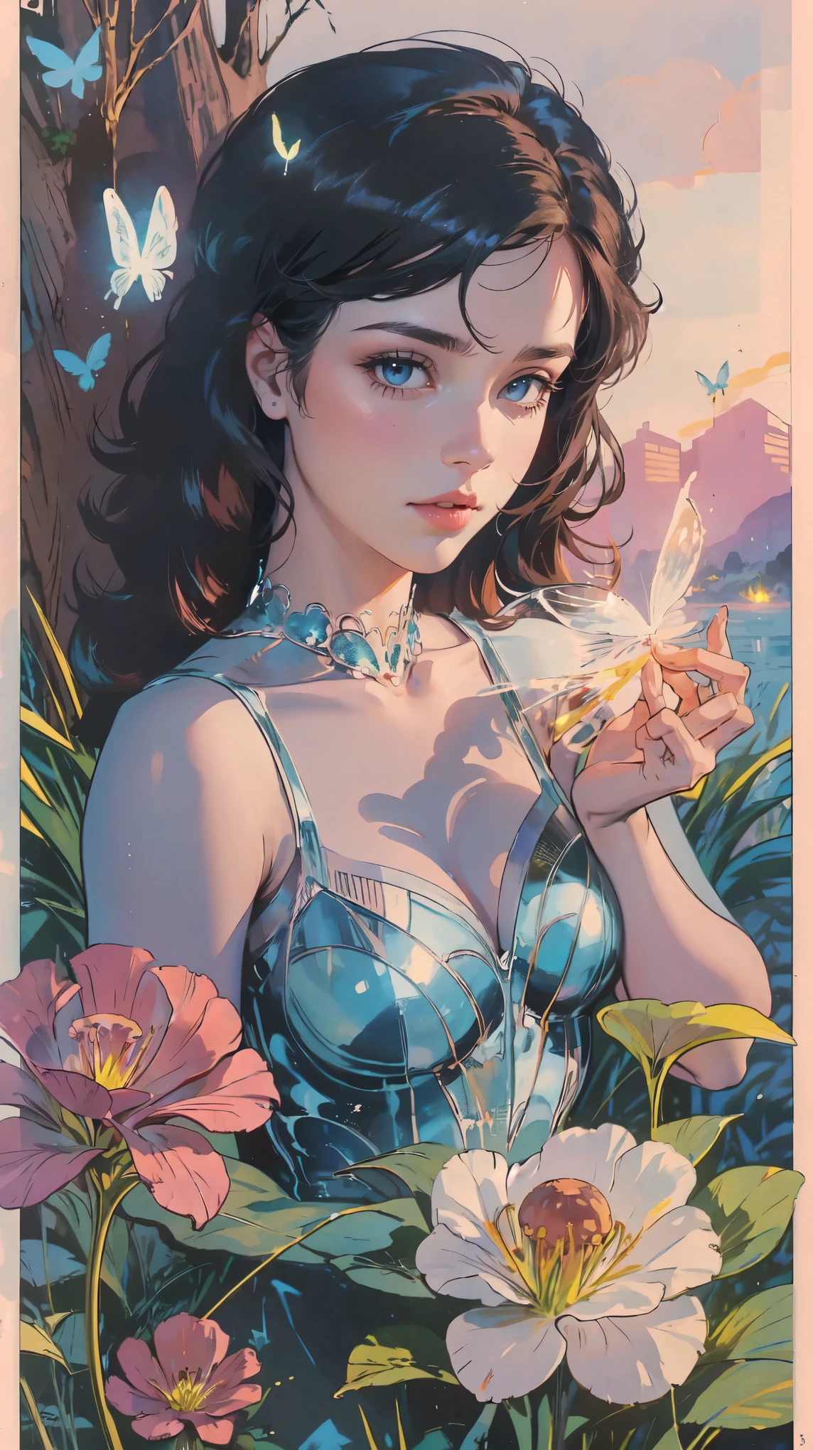 (best quality,4k,8k,highres,masterpiece:1.2),ultra-detailed,(realistic,photorealistic,photo-realistic:1.37),beautiful detailed eyes,beautiful detailed lips,extremely detailed eyes and face,longeyelashes,portrait chest, Alice in wonderland,curious girl in a colorful fantasy world,bright and vibrant color palette,fairy tale atmosphere,magical and dreamlike environment,giant mushrooms and talking animals,floating tea party in the sky,enchanted garden with whimsical flowers and plants,mysterious rabbit hole leading to an underground realm,waving grass and sparkling fireflies,butterflies dancing around Alice,illuminated by soft sunlight filtering through trees,floating clocks and playing cards in the air,curiouser and curiouser expressions on the characters' faces,playful and mischievous Cheshire Cat,drink-me bottles and eat-me cakes with magical effects,nonsensical and whimsical elements throughout the scene,exploration and adventure as Alice discovers new wonders,storybook-like illustrations with a painterly style,storybook illustration,watercolor medium-inspired,impressionistic brushstrokes,pastel color tones with pops of vibrant hues