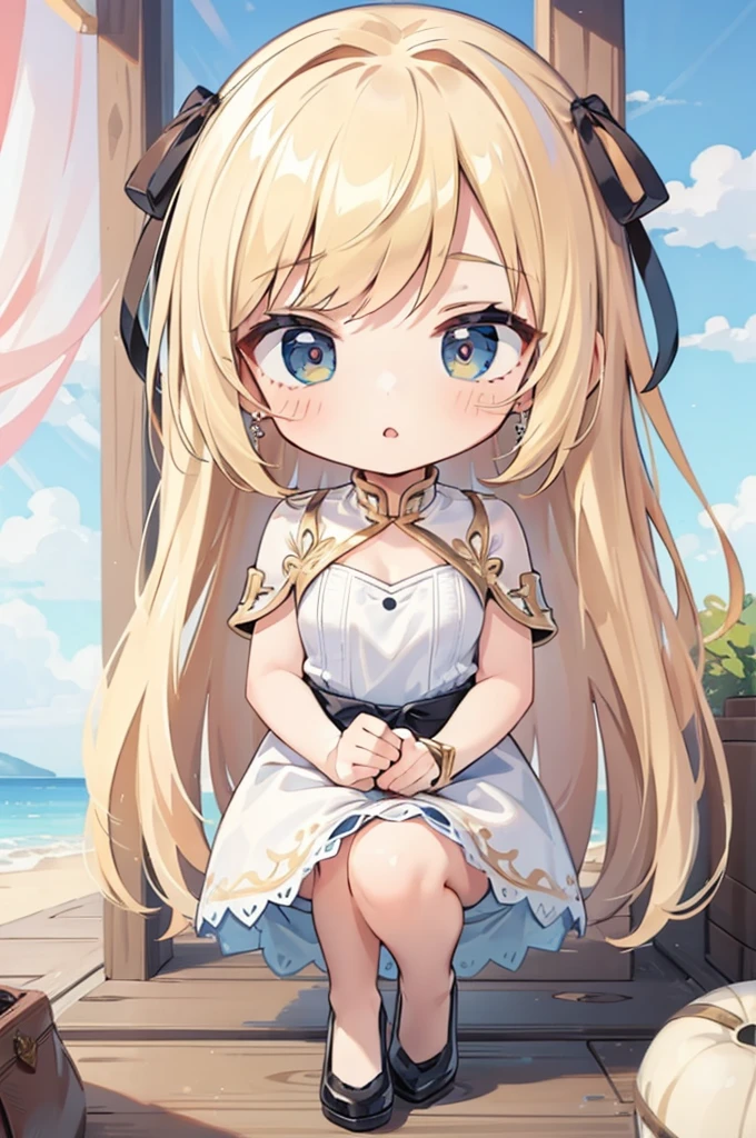 (Masterpiece:1.4), (best quality:1.2), chibi mercedes, 1girl, chibi, dress, blonde hair