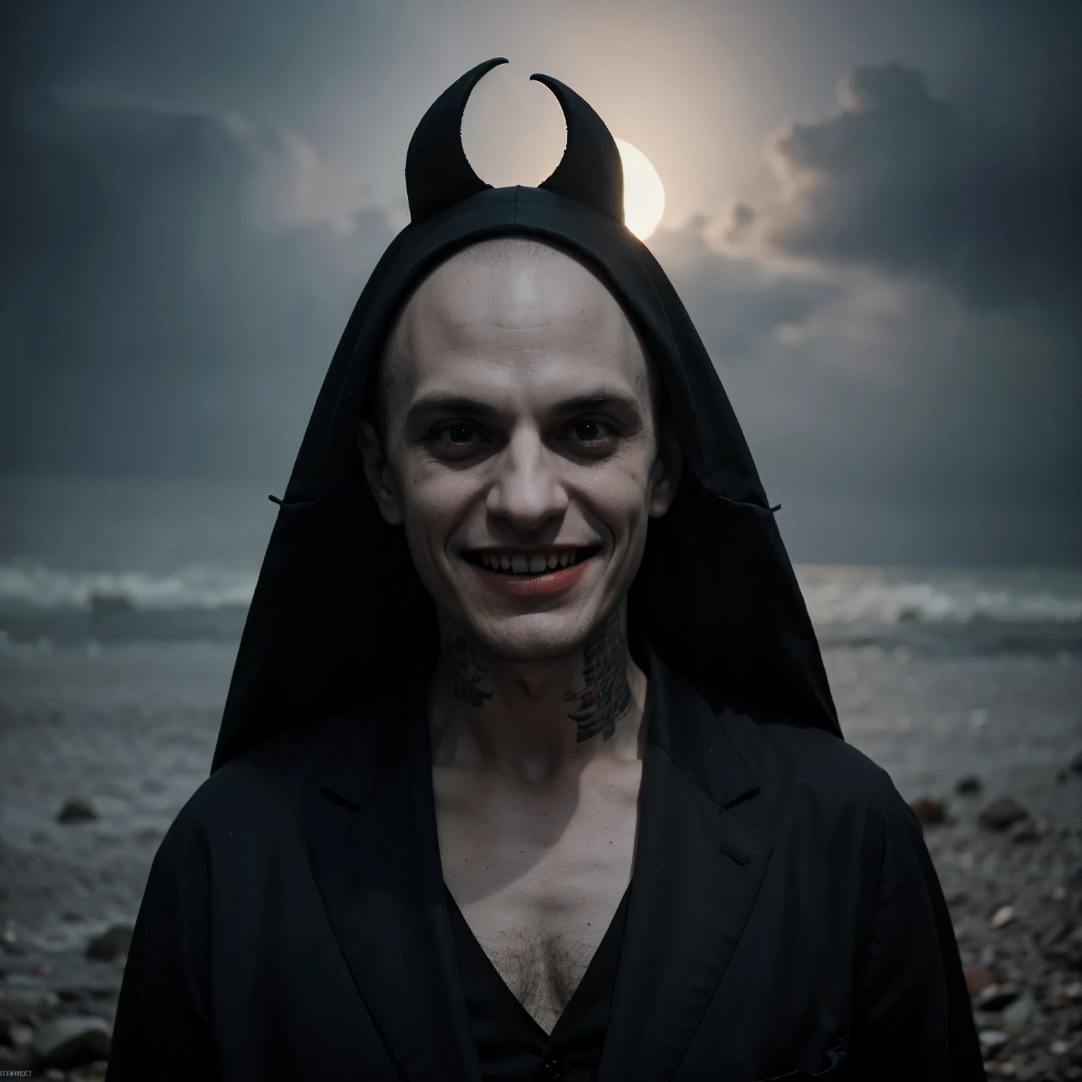 Vampiro de la.noche parecido a nosferatu pero.mas violento y con sonrisa terrorifica