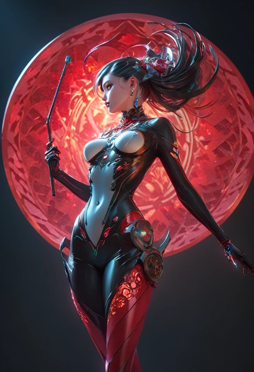 masterpiece, best quality,,(1girl:1.2) ,national_costume,science fiction,fang,(black long hair:1.2),, highly detailed, ultra detailed of a beautiful profile, biomechanical cyborg,deamon cyborg intricate, elegant, highly detailed, , sharp focus, red black hole, (red theme:1), MCSkin complex 3d render ultra detailed of a beautiful profile, biomechanical cyborg, beautiful natural soft rim light, , colorful details, , pearl earring, piercing, art nouveau fashion embroidered, intricate details, mesh wire, mandelbrot fractal, anatomical, facial muscles, cable wires, microchip, badass, hyper realistic, ultra detailed, octane render, volumetric lighting, 8k post-production, red and white with a bit of black, detailled metalic bones, semi human, iridescent colors, Glenn Brown style, black room, ,backlighting,cinema light,fficial art, unity 8k wallpaper, ultra detailed, beautiful and aesthetic, masterpiece, best quality, (zentangle, mandala, tangle, entangle), (fractal art:1.3) , 1girl, extremely detailed, dynamic angle, cowboyshot, the most beautiful form of chaos, elegant, a brutalist designed, vivid colours, romanticism, by james jean, roby dwi antono, ross tran, francis bacon, michal mraz, adrian ghenie, petra cortright, gerhard richter, takato yamamoto, ashley wood, atmospheric, ecstasy of musical notes, streaming musical notes visible