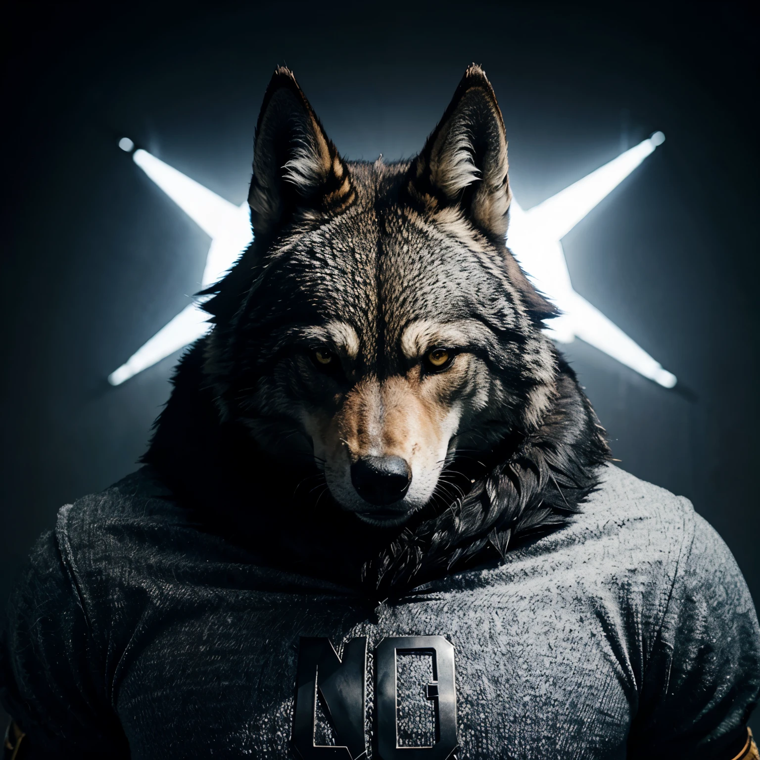 Animated animal wolve with champion words on top