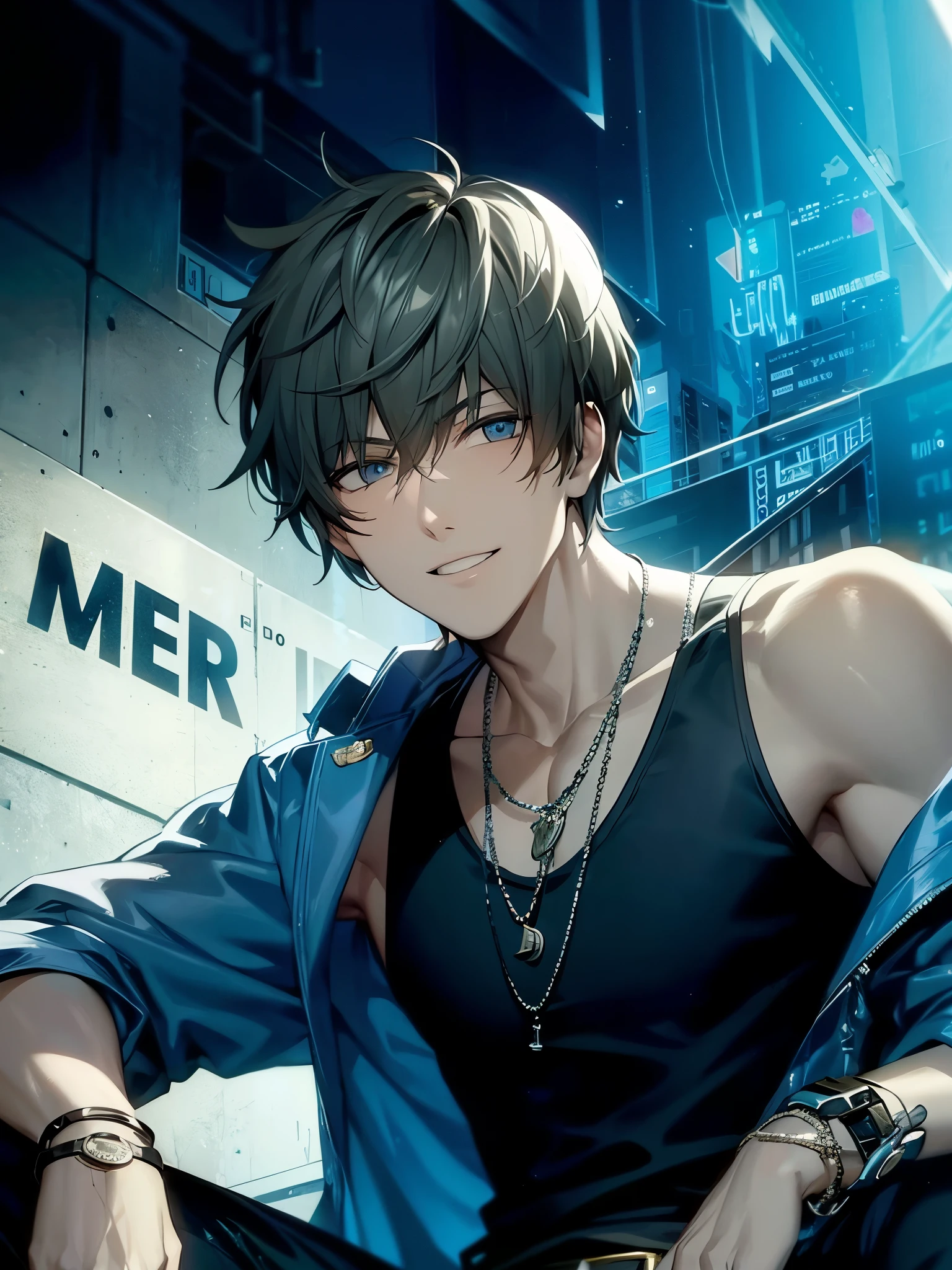 a handsome guy、Serious expression、Cool and beautiful face、Highly Detailed CG Unity 8K Wallpaper, (super masterpiece, Beautiful person, well detailed face polluted smile, It's photorealistic, Hyperrealistic)Cool and handsome face