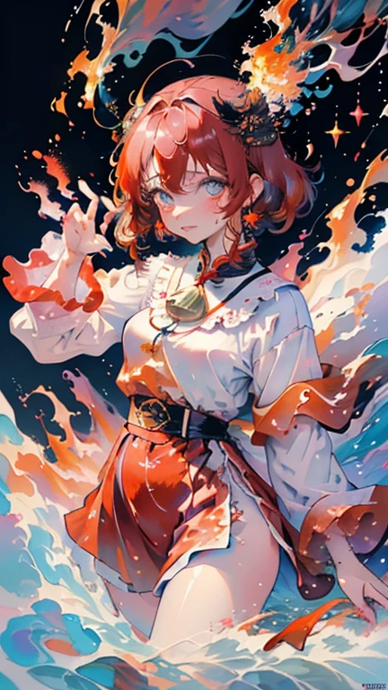 Create an image of a female Lava Demon with a terrifying and mysterious atmosphere。She looks like she came from a burning hell.、Has red/orange lava skin and fiery hair。Her eyes were burning with fire、深みのある暗い色inあり、That gaze is terrifying。Her body is muscular々in、Powerful yet beautiful curves、Her clothing and accessories are of a fire-like hue.。Her hands are sharp、The claws appear to be chipping away at red-hot rock.。Her background is、灼熱の地獄のような場所inあり、炎や溶岩が周囲を包み込んinいます。Her poses and facial expressions are、It represents her power and fear.、At the same time, it also suggests a mysterious element hidden within her.。The generated image is、ファンタジーアートやホラーのイラストとして活用されることがinきるように、魅力的in迫力のあるものinあることが望まれます。
