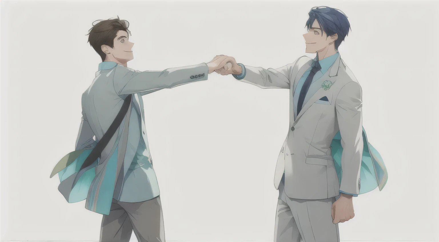 Two handsome boys happily fist bump