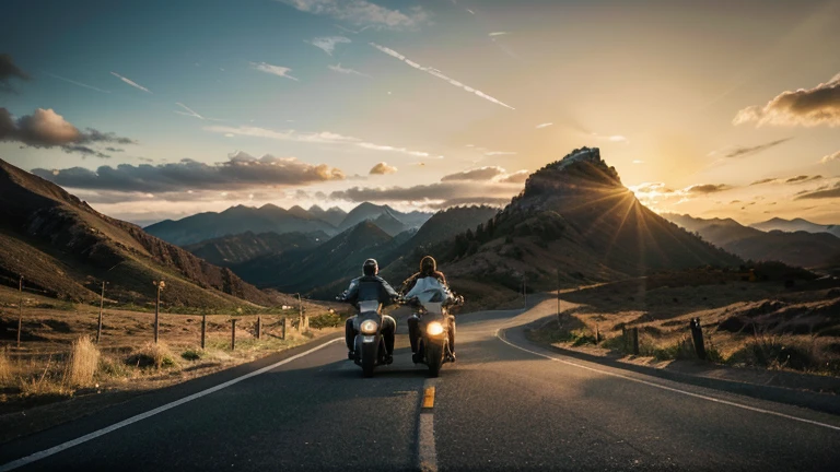 Motorcycle people in love, on a road next to a mountain
best quality,4k,8k,highres,masterpiece:1.2, ultra-detailed, realistic:1.37, vibrant colors, studio lighting, bokeh, HDR
motorcycle, love, romance, scenic road, mountain backdrop, passionate moment, emotion-filled atmosphere, exhilarating adventure, bond between two individuals, exhilaration, wind in their hair, freedom, adrenaline rush, open road, breathtaking view, dynamic composition, sense of speed, beautiful sunset, warm color palette, golden hour lighting, epic landscape, majestic mountains, curvy road, winding path, serene nature, blue sky, fluffy clouds, lush greenery, rugged terrain, peaceful ambiance, distant horizon, distant silhouette, sun-kissed peaks, sense of exploration, eternal love, happiness, togetherness, joy, adventure seekers, intimate connection, soulmates, wanderlust, mutual trust, excitement, shared experiences
portrait photography, landscape painting, concept art, outdoor photography, impressionist style, cinematic composition, powerful storytelling, intense passion, modern-day romance, high-energy image, dreamy atmosphere, emotional journey, dramatic lighting, artistic interpretation