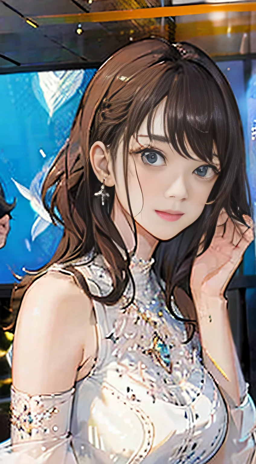 highest quality, masterpiece, One girl, whole body, Very delicate and beautiful girl, 8K Wallpaper, Beautiful fine details, Beautiful sparkle, Cinematic lighting、23 years old、Idol、Sexy Costumes
