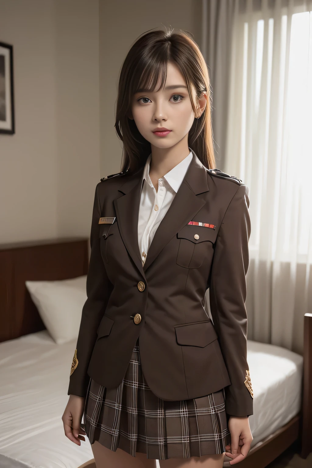 high school girl Brown Hair Big eyes In uniform Leg spread