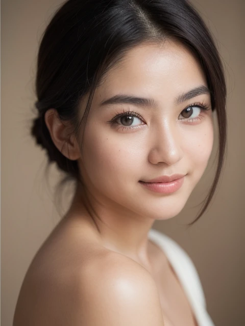 (beautiful Asian girl with dark hair),(portraits),(oil painting),(detailed eyes and face),(long eyelashes),(vivid colors),(soft and warm lighting),(best quality, highres),(charming smile),(traditional background),(elegantly dressed),(subtle makeup),(graceful posture),(natural surroundings),(fine brushstrokes),(photorealistic),(delicate facial features),(captivating gaze),(meticulously rendered),(subtle color palette),(dainty accessories),(serene and calm atmosphere),(realistic skin texture),(subtle shadowing),(perfectly symmetrical composition),(ultra-detailed),(traditional oil on canvas),(professional),(masterpiece:1.2)