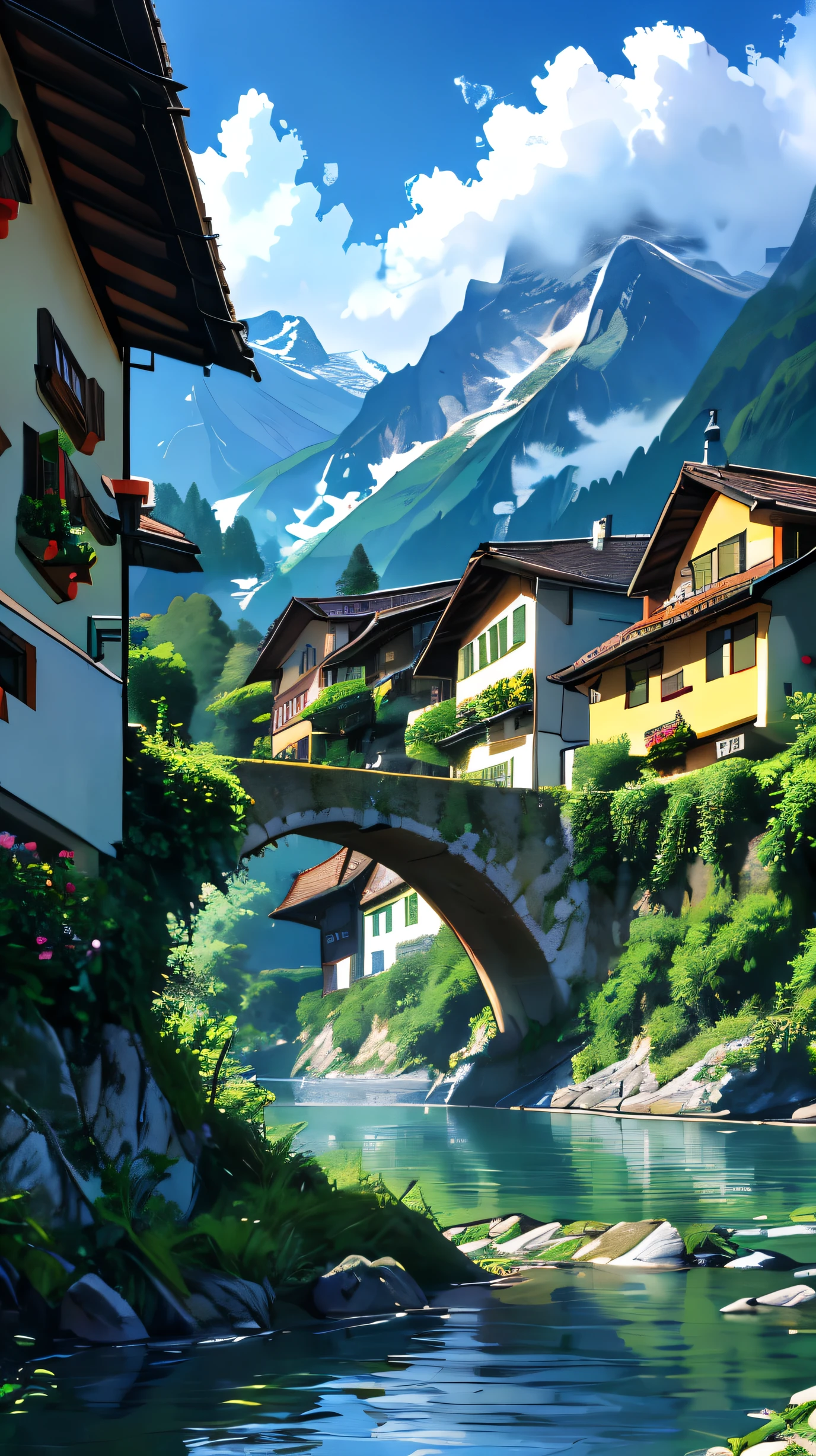 arafed boat on a river with a town in the background, beautiful place, switzerland, very beautiful scenery, very very beautiful scenery, incredibly beautiful, beautiful!!!!!!!!!!!!, very very very beautiful scenery, very extremely beautiful, by Karl Stauffer-Bern, stunning view, river with stunning water, in the swiss alps, paradise in the background