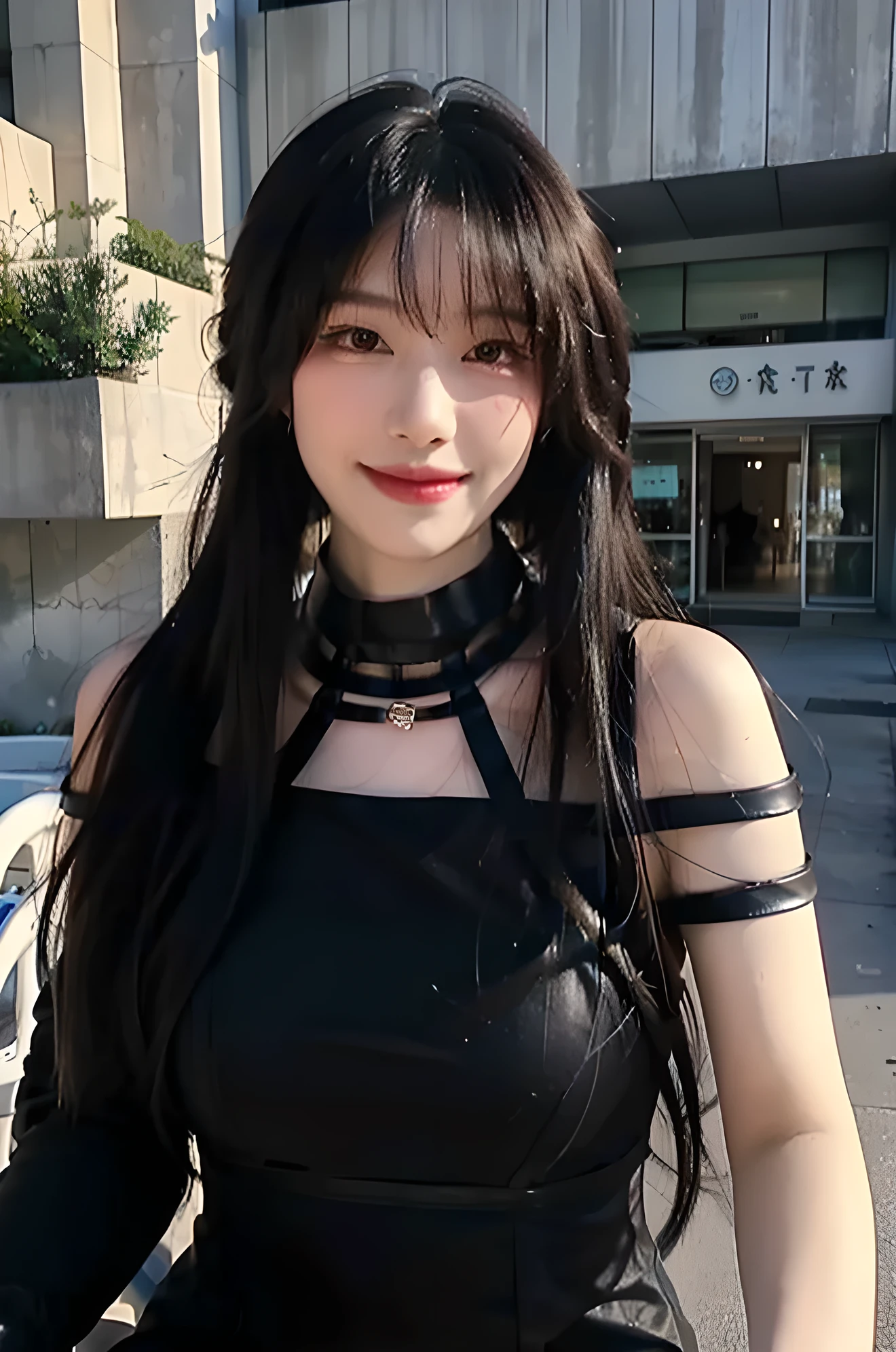 (8k, best quality, masterpiece:1.2), (Practical, photo-Practical:1.37), Super detailed, (1 Girl:1.6),Lovely,Beautiful and detailed sky,(outdoor:1.4),daytime, permanent,Dating, people(nose blushing),(Smile:1.15),(Shut up:1.2), breast,Beautiful and delicate eyes, Black lace, (Long hair:1.2),Flowing HairNovaFrogStyle, For the audience, whole body,Joel Blair,