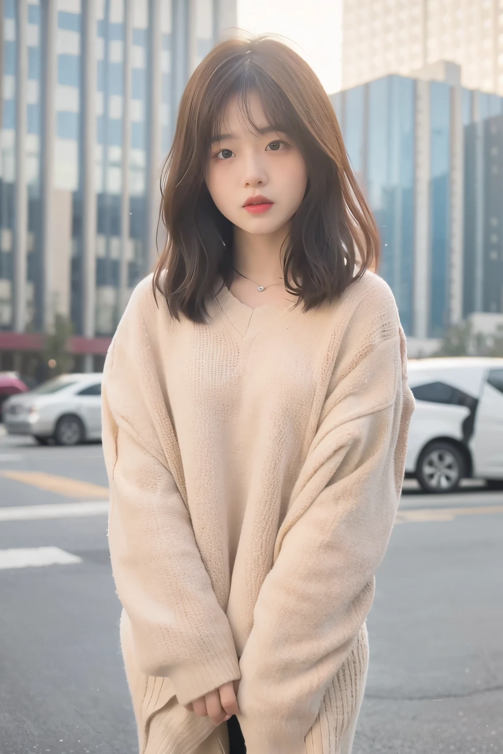 incredibly absurd, beautiful and cute 20-year-old Korean girl with a photorealistic face, showcasing top-quality craftsmanship. Her slender frame is adorned with short, messy hair. The artwork is high-resolution, allowing for ultra-detailed features to be captured flawlessly. The girl is depicted naked with white fluids all over her. The focus lies on the realistic pupils, showcasing depth and emotion.