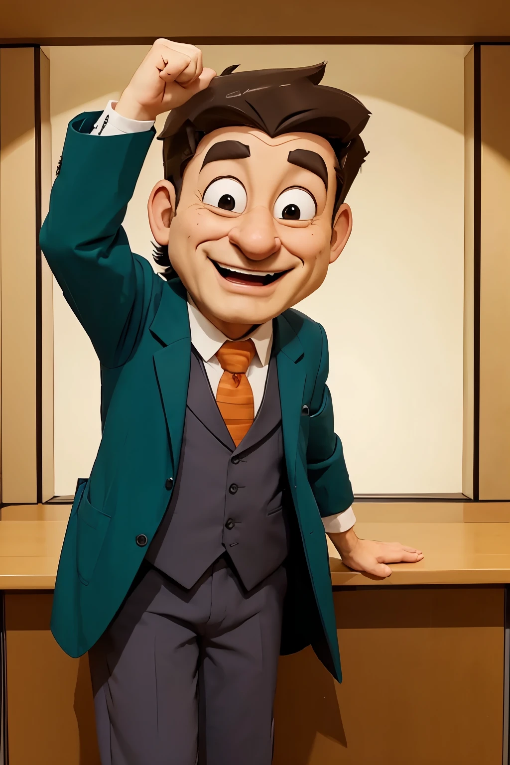 cartoon, professor, old male, happy