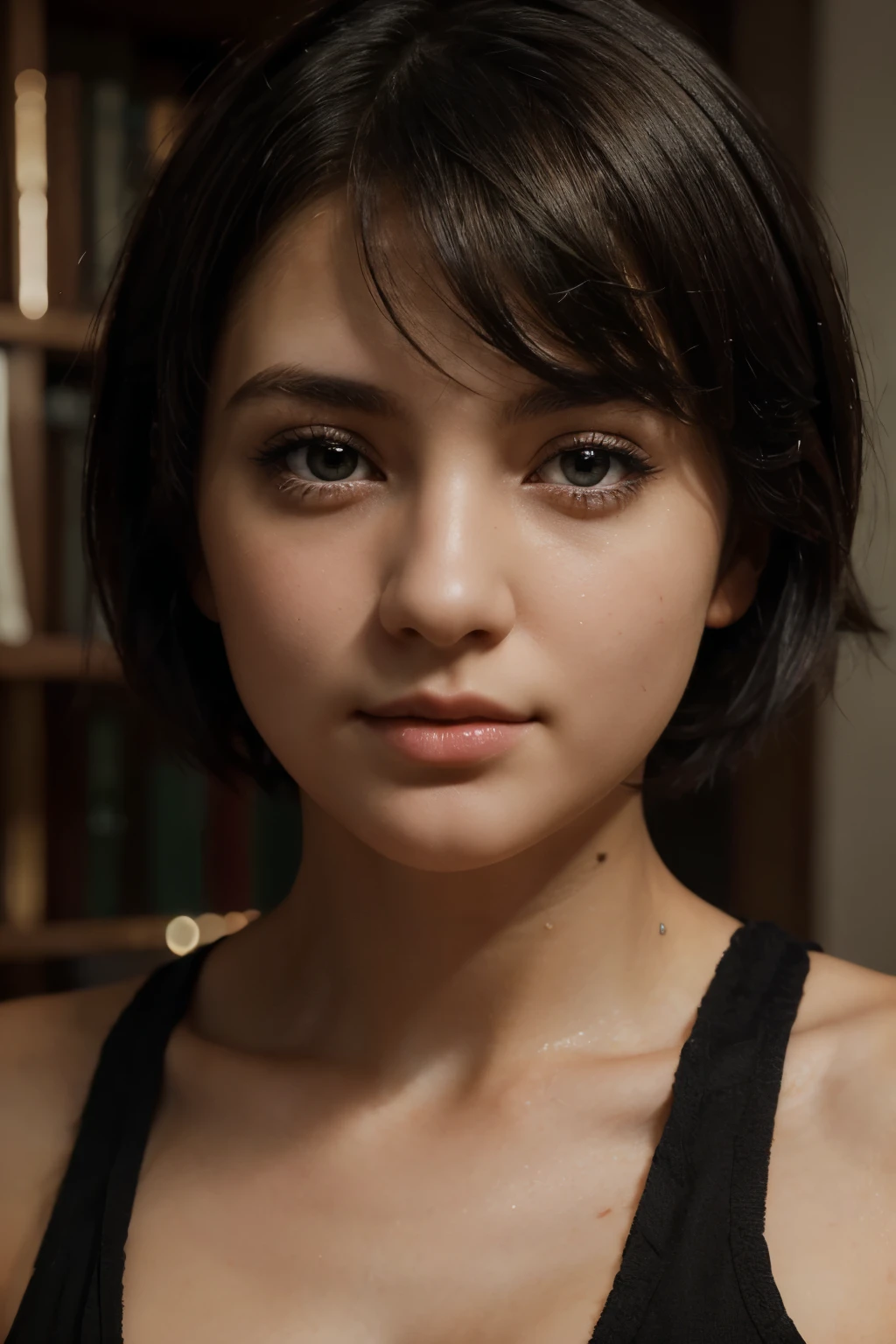{masterpiece},{best quality},{1girl}, cute, Amazing, beautiful detailed eyes, black eyes, short hair, black hair,finely detail,Depth of field,extremely detailed CG,original, extremely detailed wallpaper,upper body, looking at viewer