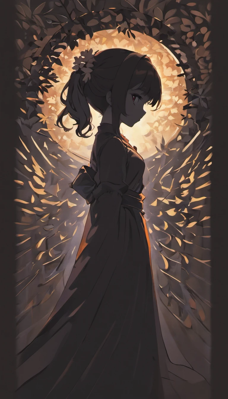 (Silhouette Art,cutouts:1.6)
(((Paper cutting art,A world where only black exists:1.3)

(Cowboy Shot),1 girl,Solo,
(Kimono Girl,profile:1.2),White, clear and beautiful face,

BREAK
(Single Red Lily Flower)
Textured glass background,