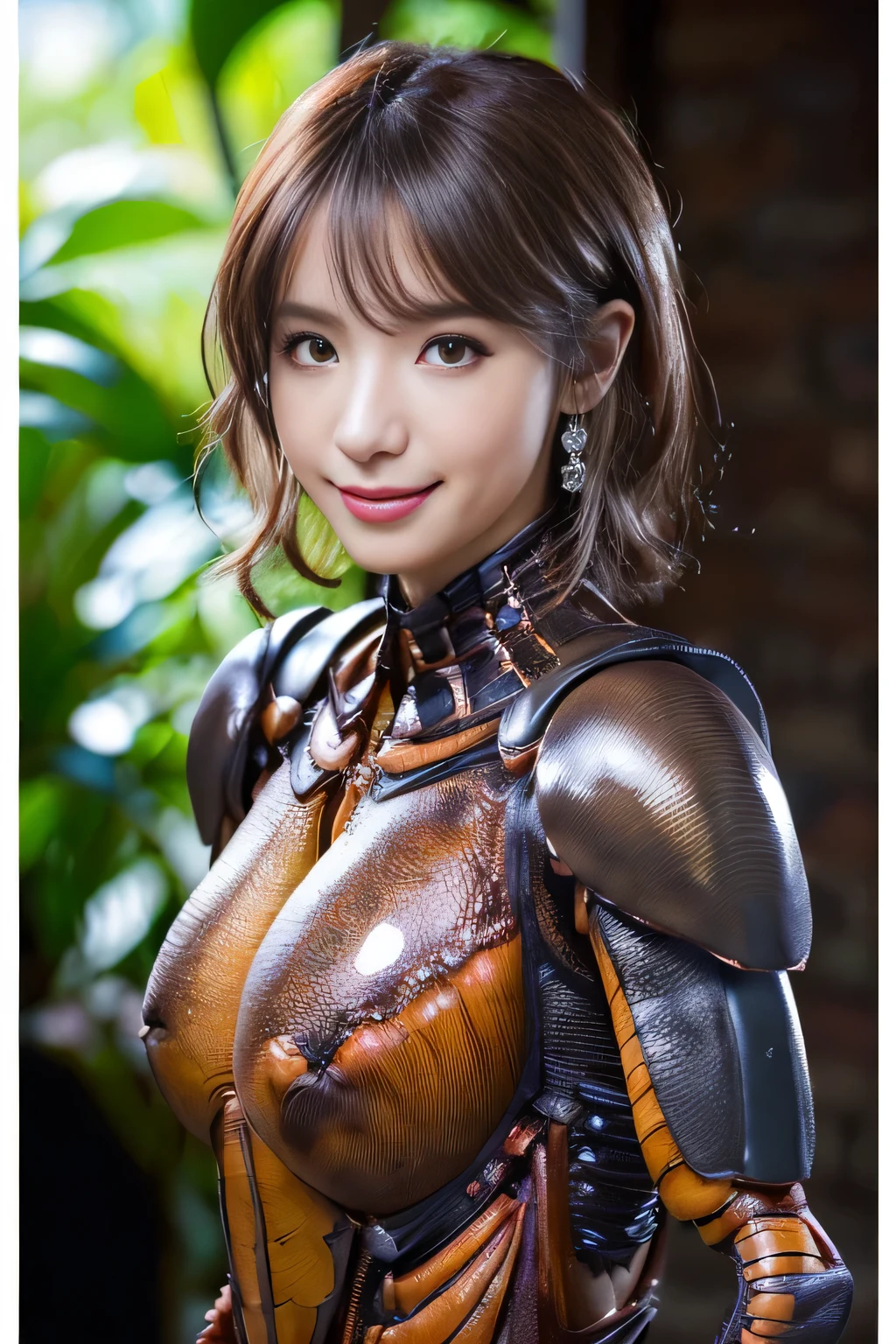 (high resolution,masterpiece,best quality,extremely detailed CG, anime, official art:1.4), realistic, photo, amazing fine details, all intricate, gloss and shiny,awesome many layers, 8k wall paper, 3d, sketch, kawaii, illustration,( solo:1.4), perfect female proportion,villainess, (fusion of dark brown cockroach and lady:1.4), (brown cockroach form lady:1.2), (brown cockroach lady:1.2), (fusion:1.2), (solo:1.4), (evil smile:1.2), muscular, abs, (cockroach brown exoskeleton bio insect suit:1.4), (cockroach brown exoskeleton bio insect armor:1.2), (brown transparency cockroach wing:1.4), (brown cockroach antennae:1.3),