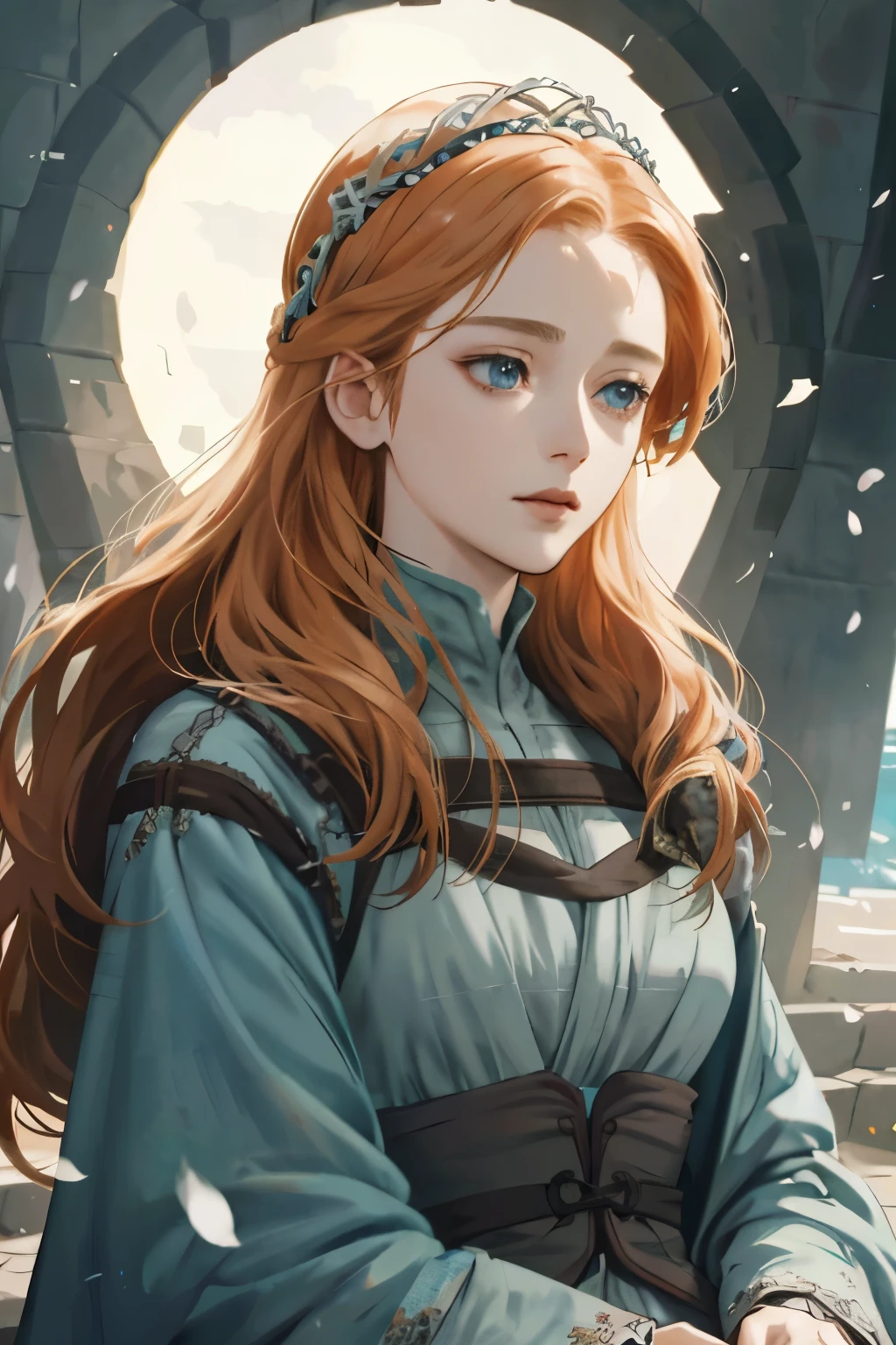 (Sansa Stark, anime character,Game of Thrones series, highly detailed attire and accessories, perfect depiction, highly accurate anatomy, cinematic color grading, shallow depth of field, bokeh effect, innocent face, great beauty, pure heart)
This anime rendition of Sansa Stark skillfully captures her essence from the Game of Thrones series. With intricately detailed clothing and accessories, every aspect of her appearance is faithfully replicated. The high level of accuracy extends to her anatomy, resulting in a strikingly lifelike portrayal.
Bask in the cinematic atmosphere as this artwork masterfully employs