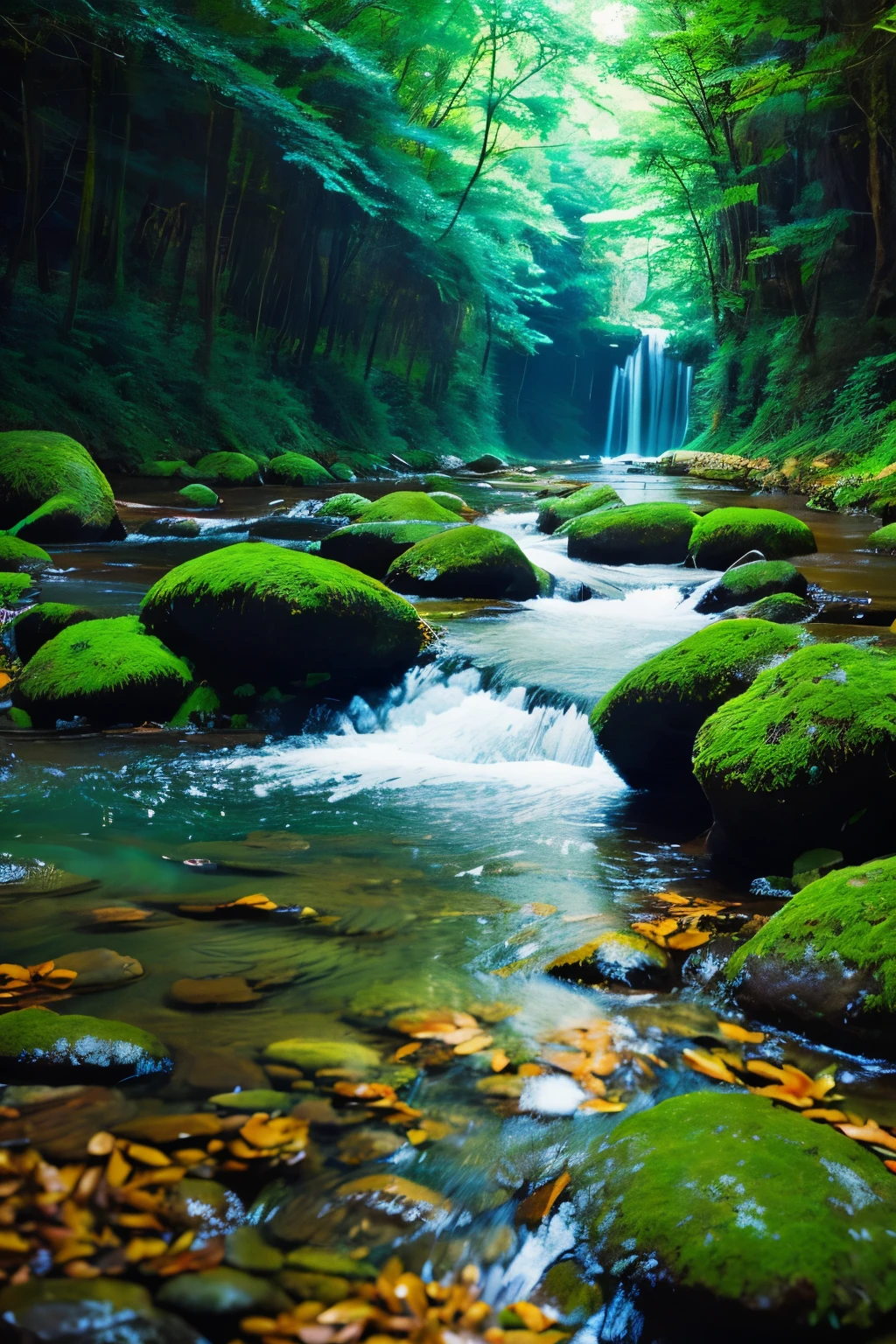 Flowing water stream forest